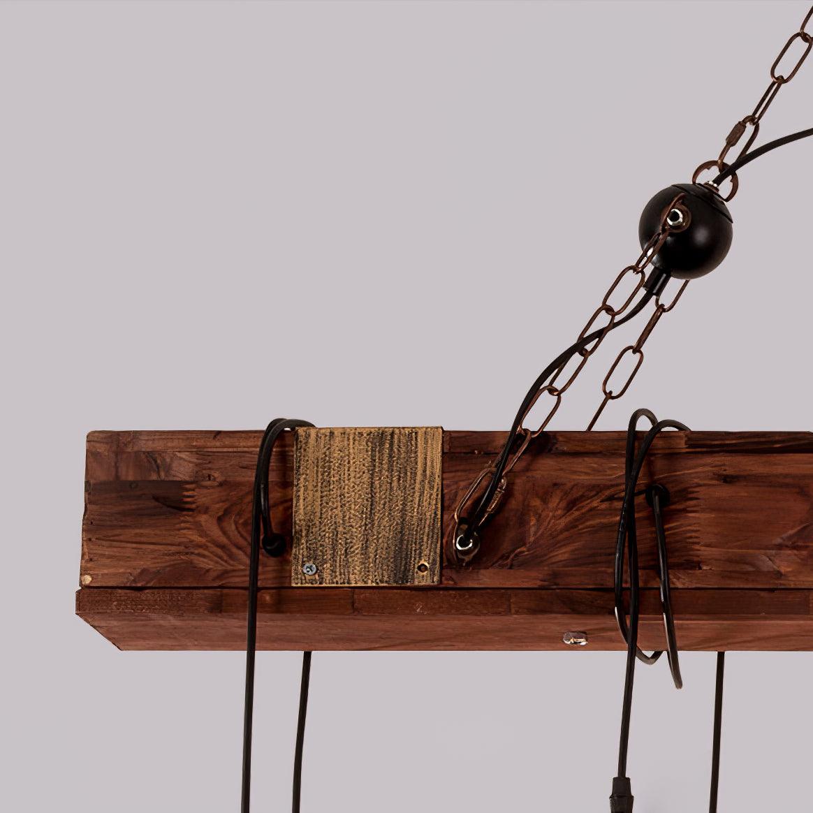 Wexb Chandelier Wooden Beam Edison Bulb Rustic Farmhouse-Neutral Decor