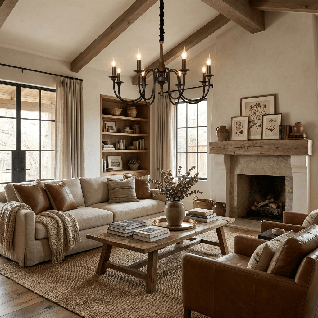 Wood Iron Candle Chandelier-Neutral Decor