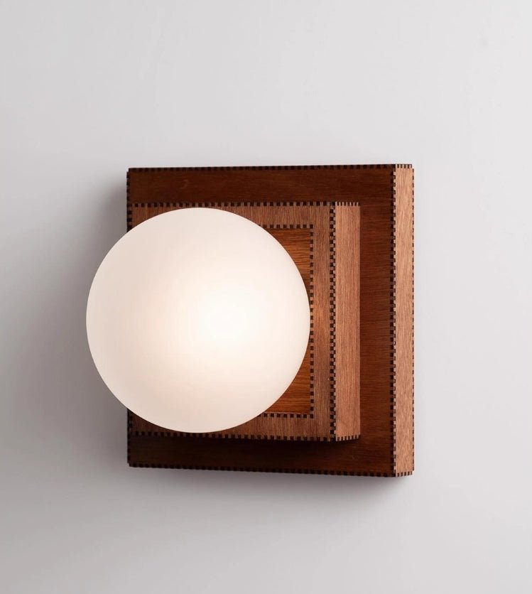 Luna Wood Layered Globe Wall Lamp-Neutral Decor