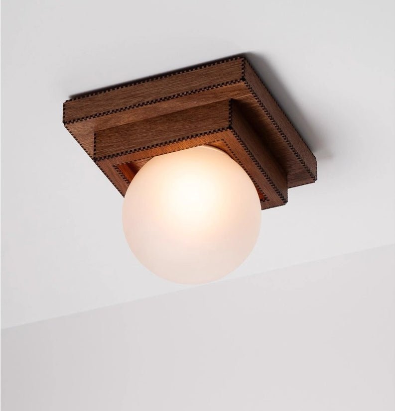 Luna Wood Layered Globe Wall Lamp-Neutral Decor