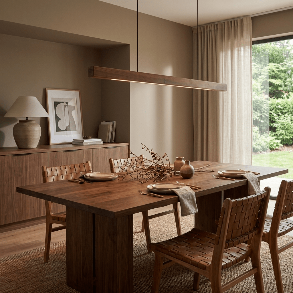 Wood Linear LED Pendant Light-Neutral Decor