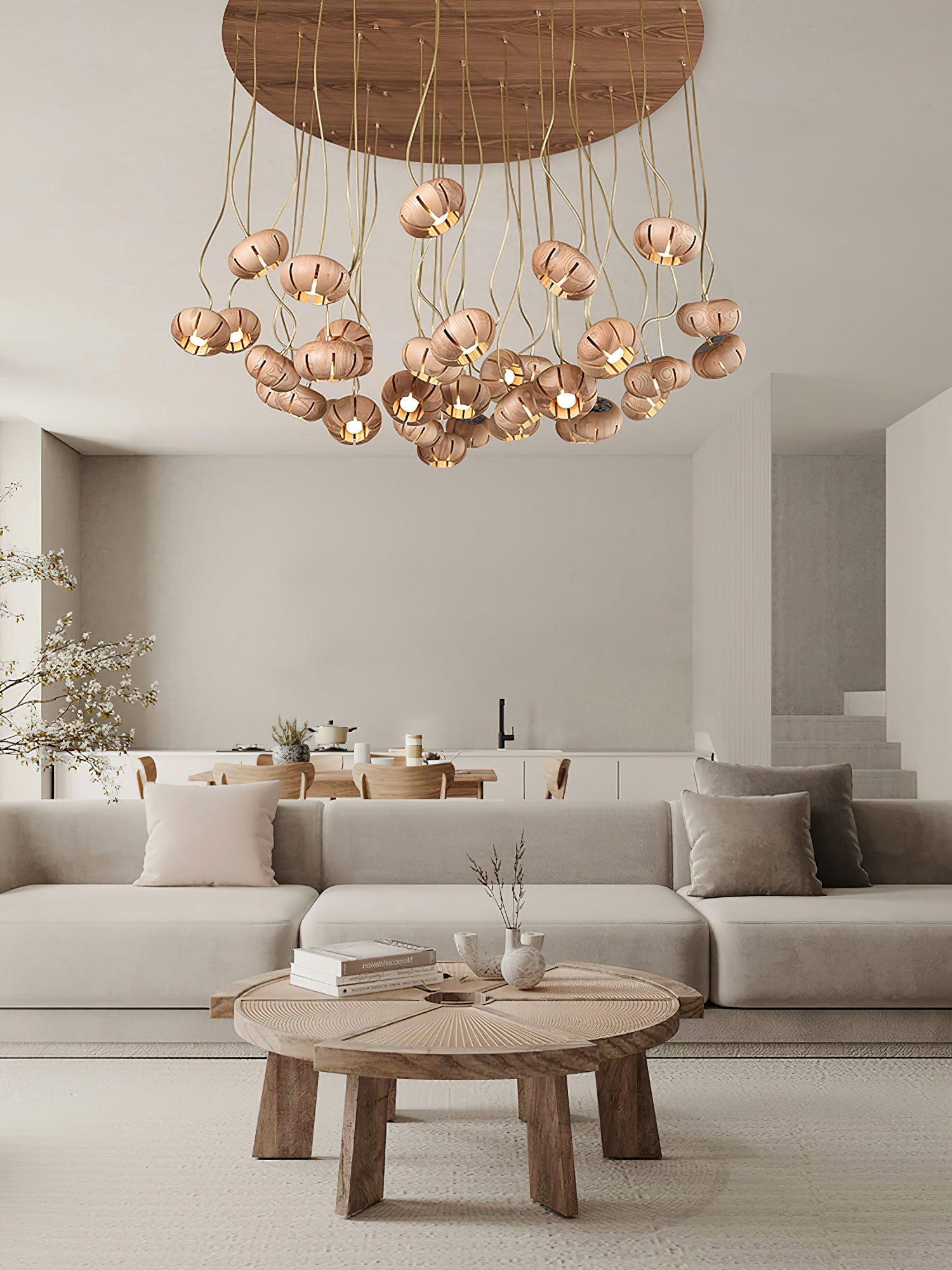 Zasorir Sculptural Marble Cluster Pendant Light-Neutral Decor