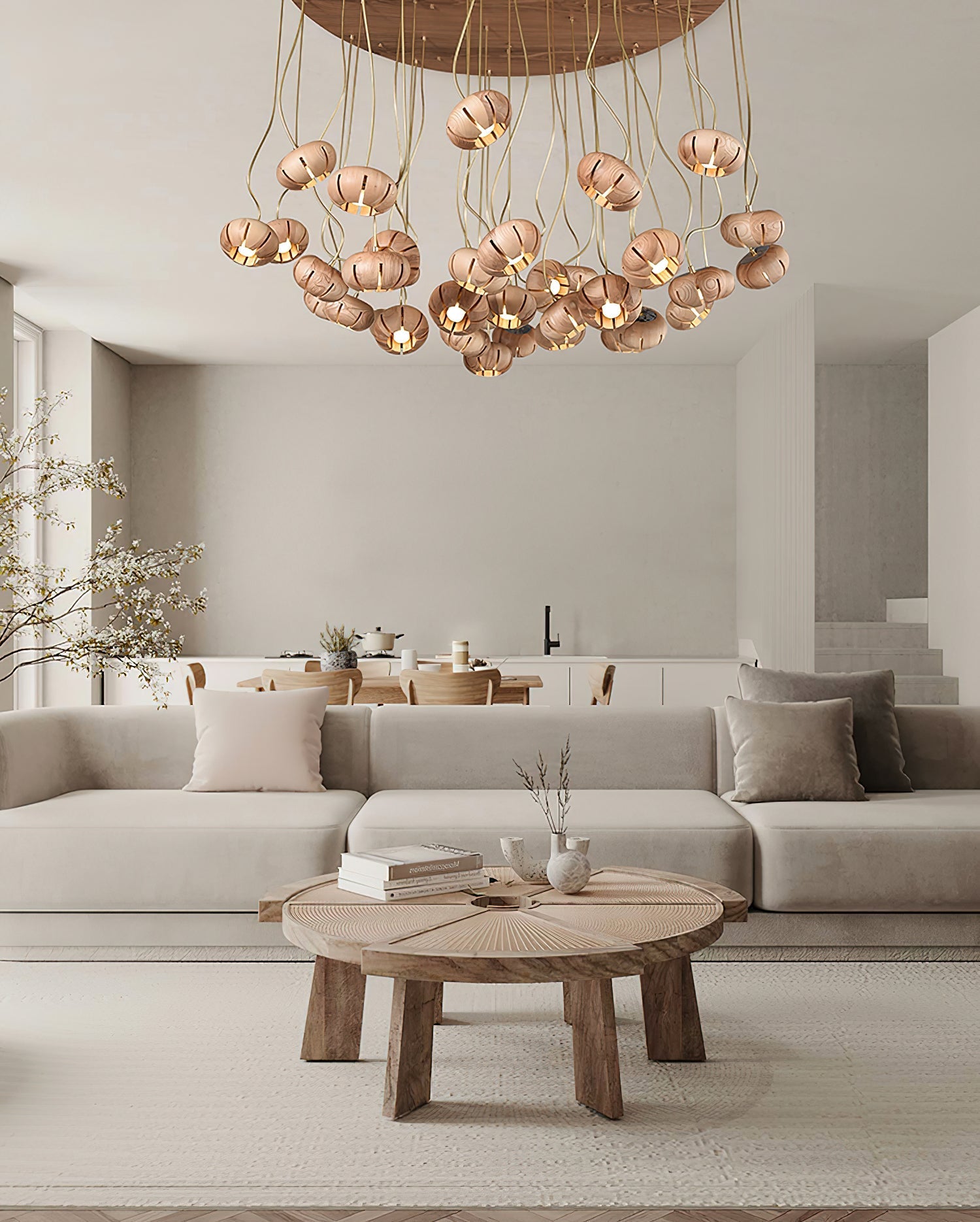 Zasorir Sculptural Marble Cluster Pendant Light-Neutral Decor