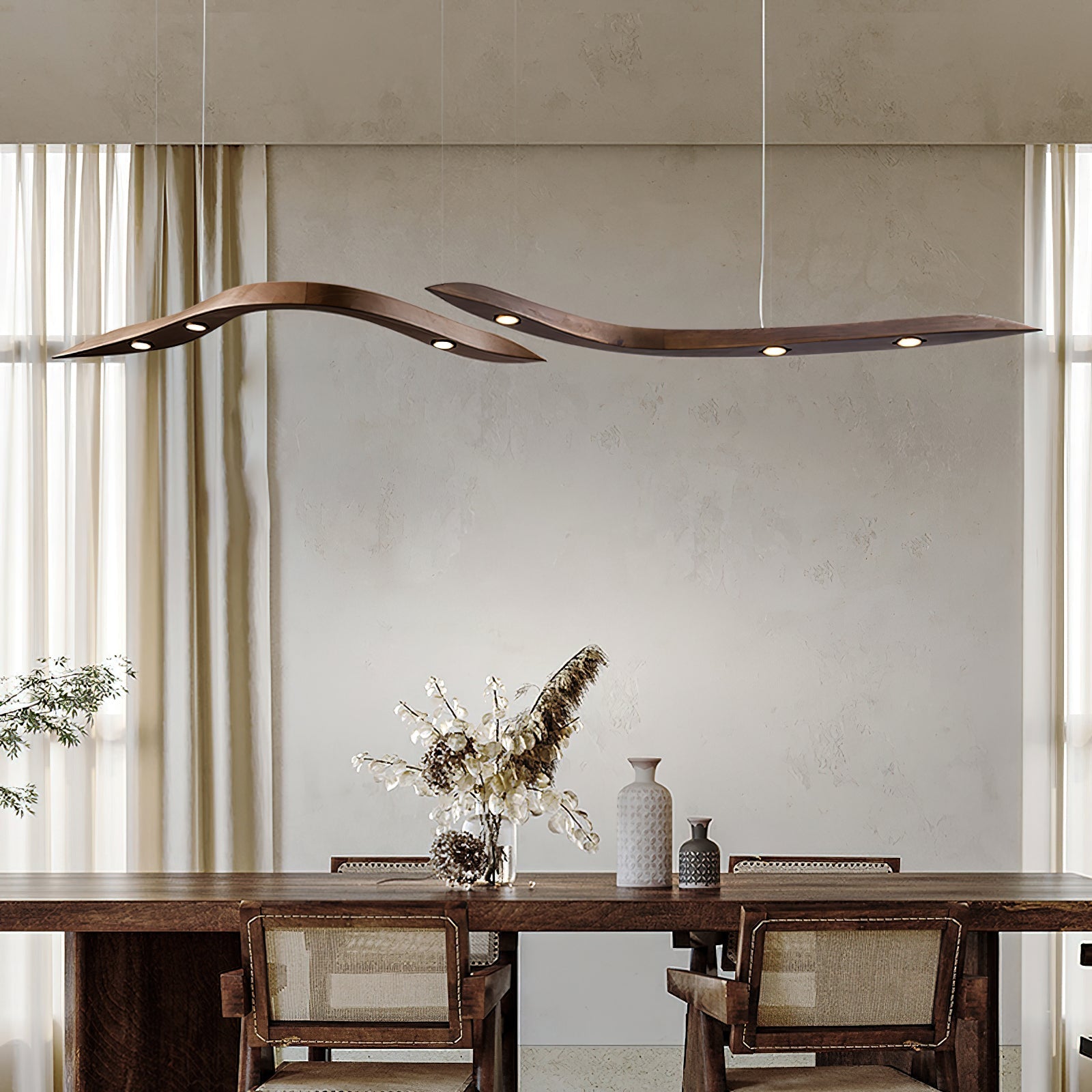 Queral Flow Minimalist Wood Pendant Lamp-Neutral Decor