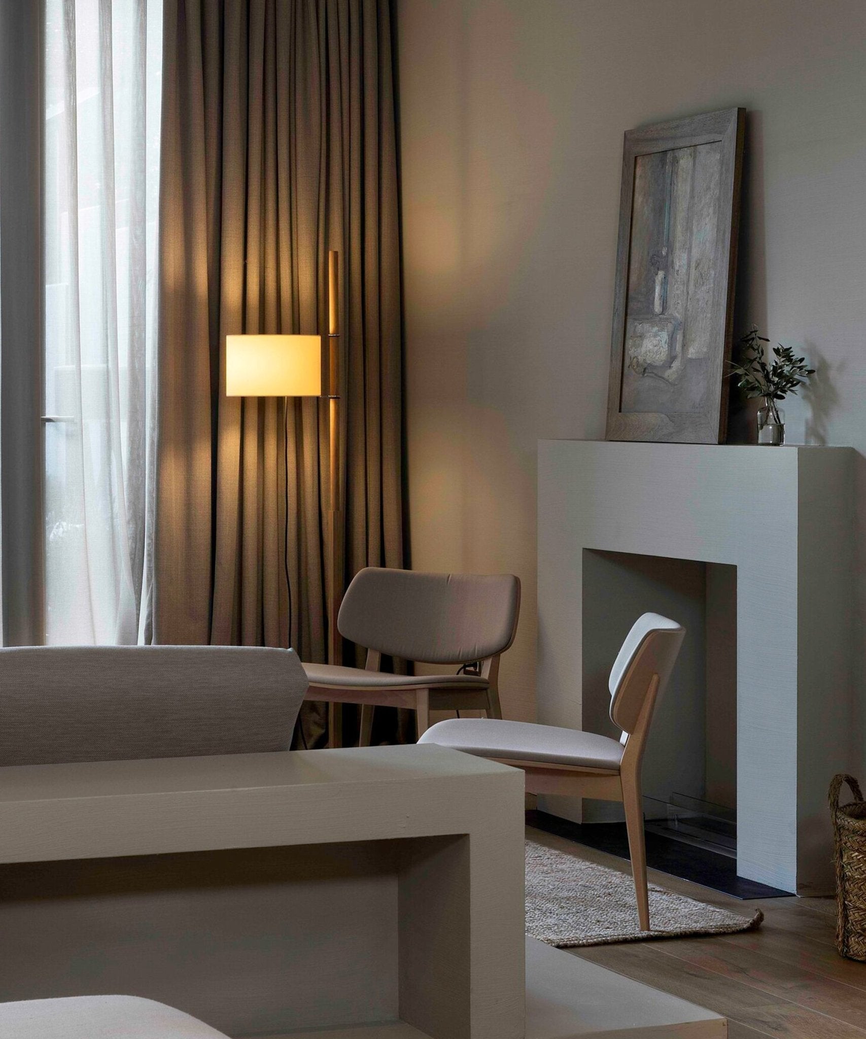 Jex Wood Fabric Floor Lamp-Neutral Decor
