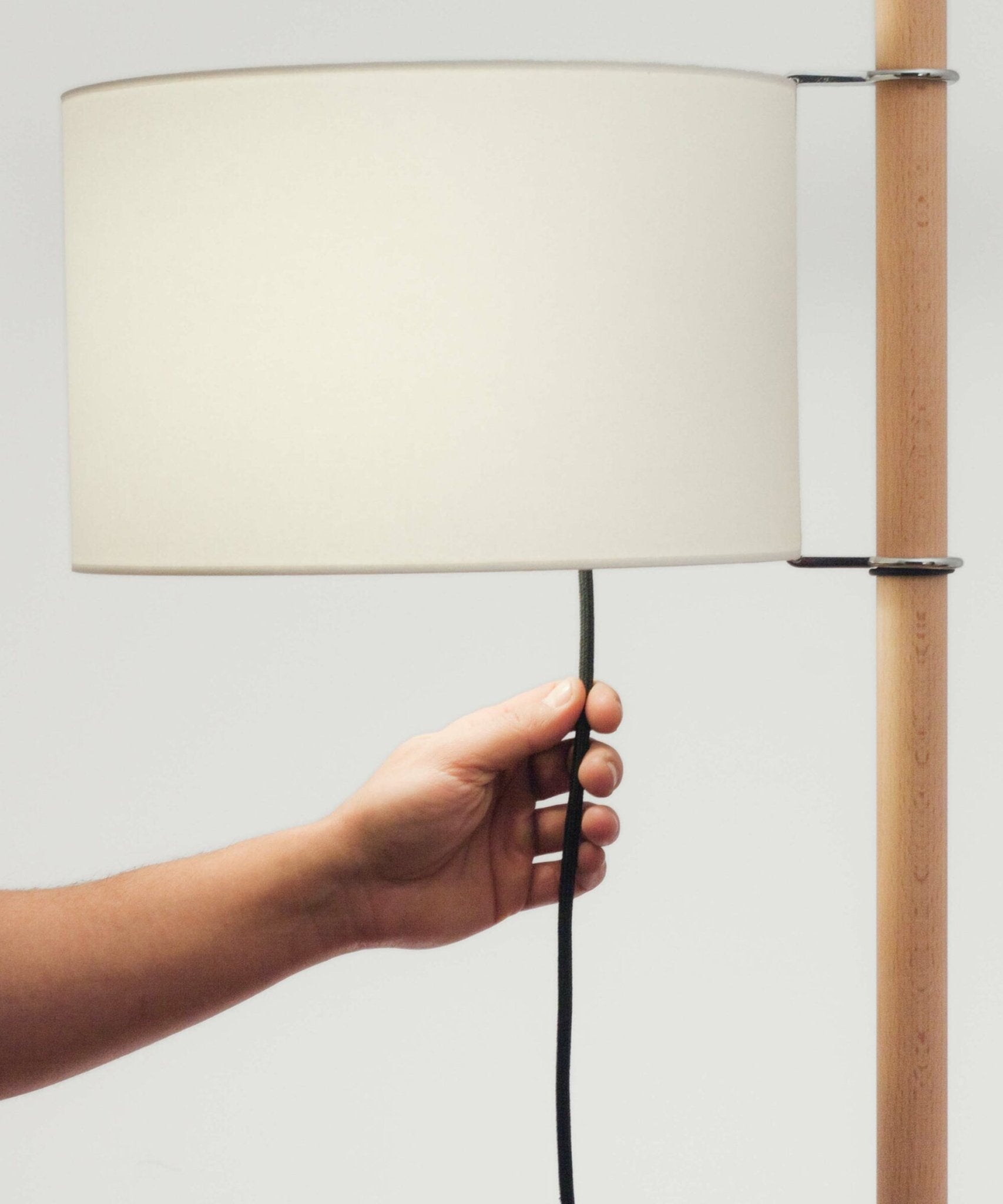 Jex Wood Fabric Floor Lamp-Neutral Decor