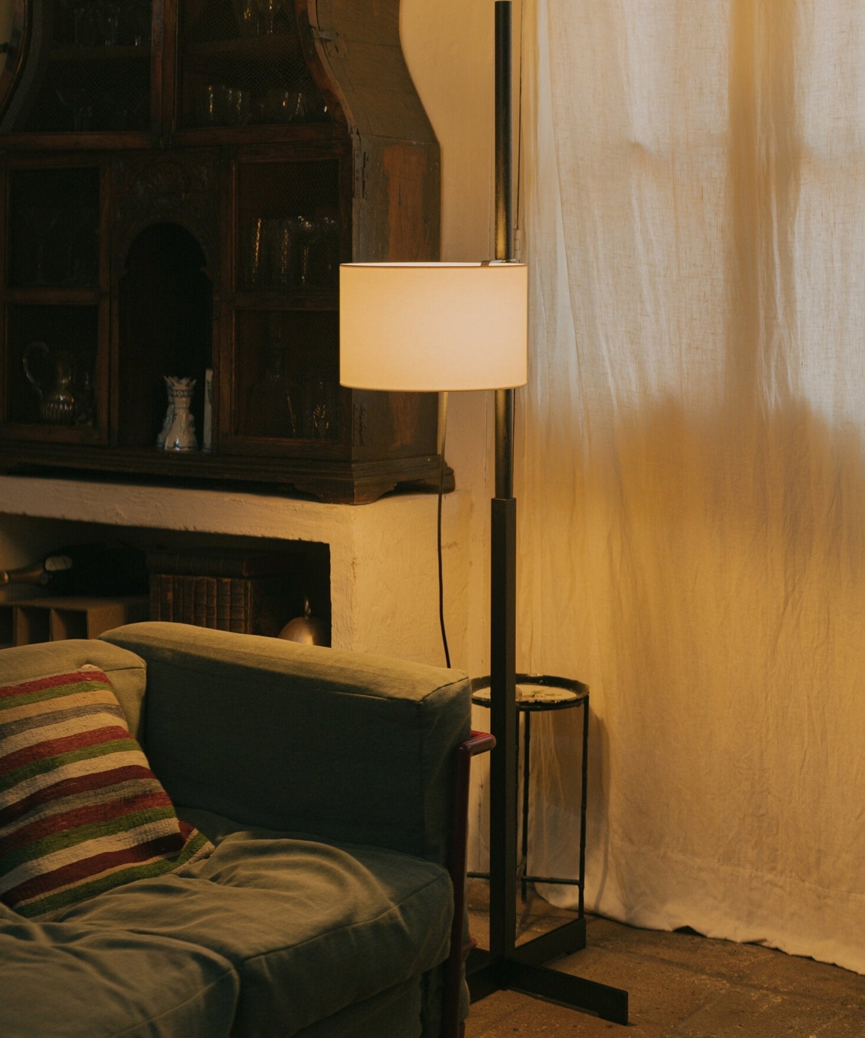 Jex Wood Fabric Floor Lamp-Neutral Decor