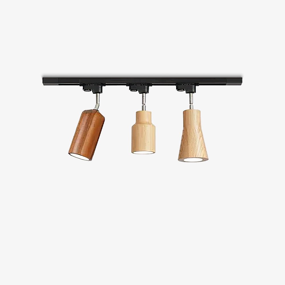 Solara Ceiling Lamp Wood Track Adjustable Heads-Neutral Decor