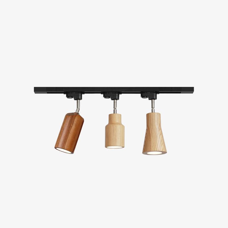 Solara Ceiling Lamp Wood Track Adjustable Heads-Neutral Decor