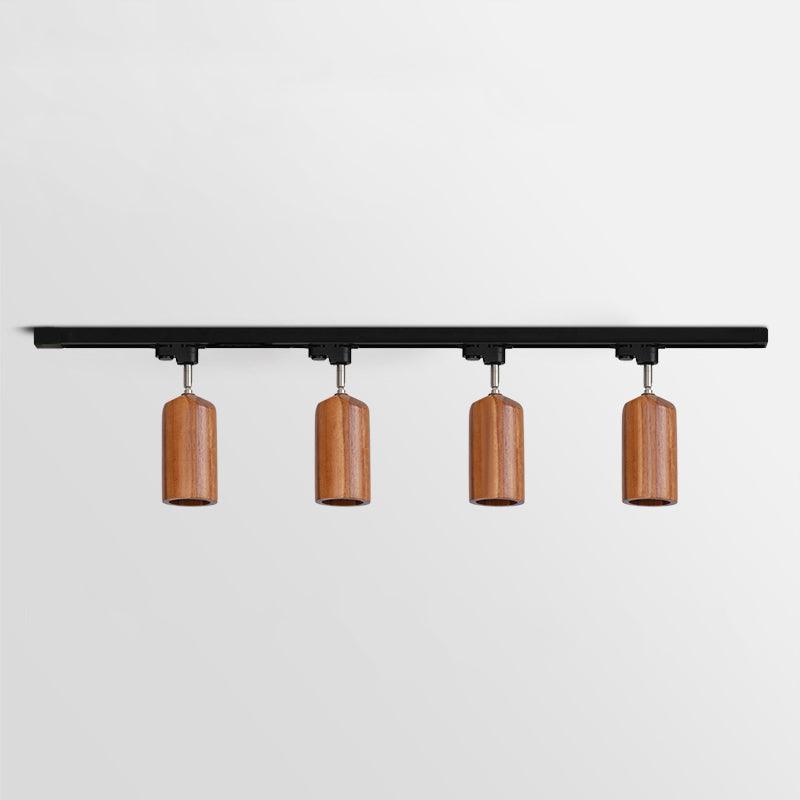 Solara Ceiling Lamp Wood Track Adjustable Heads-Neutral Decor