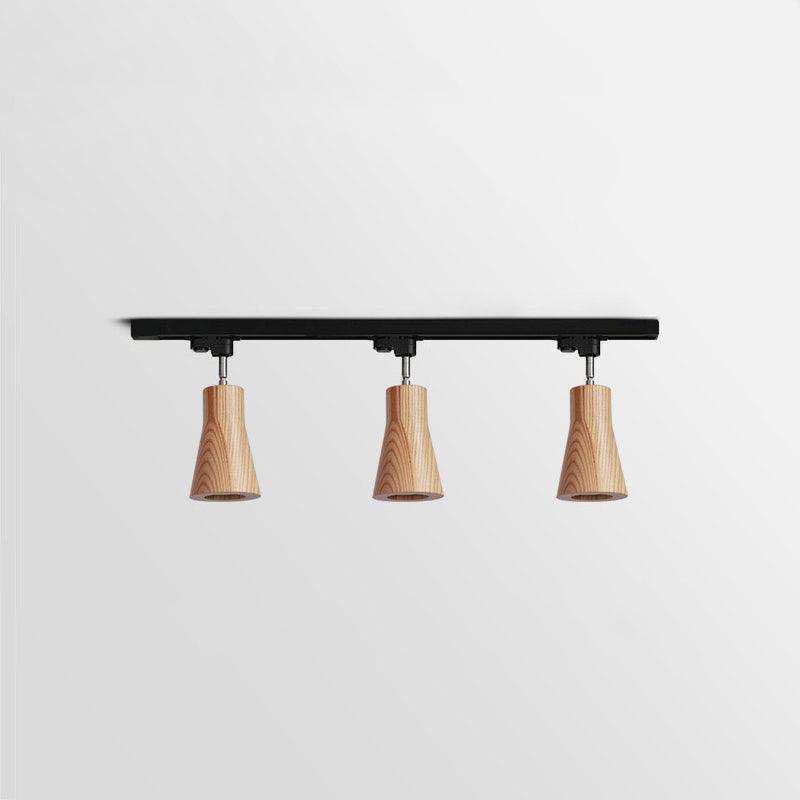 Solara Ceiling Lamp Wood Track Adjustable Heads-Neutral Decor