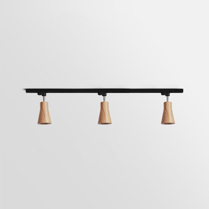 Solara Ceiling Lamp Wood Track Adjustable Heads-Neutral Decor