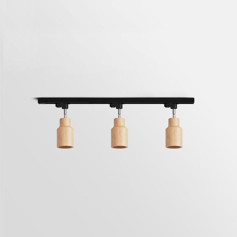 Solara Ceiling Lamp Wood Track Adjustable Heads-Neutral Decor