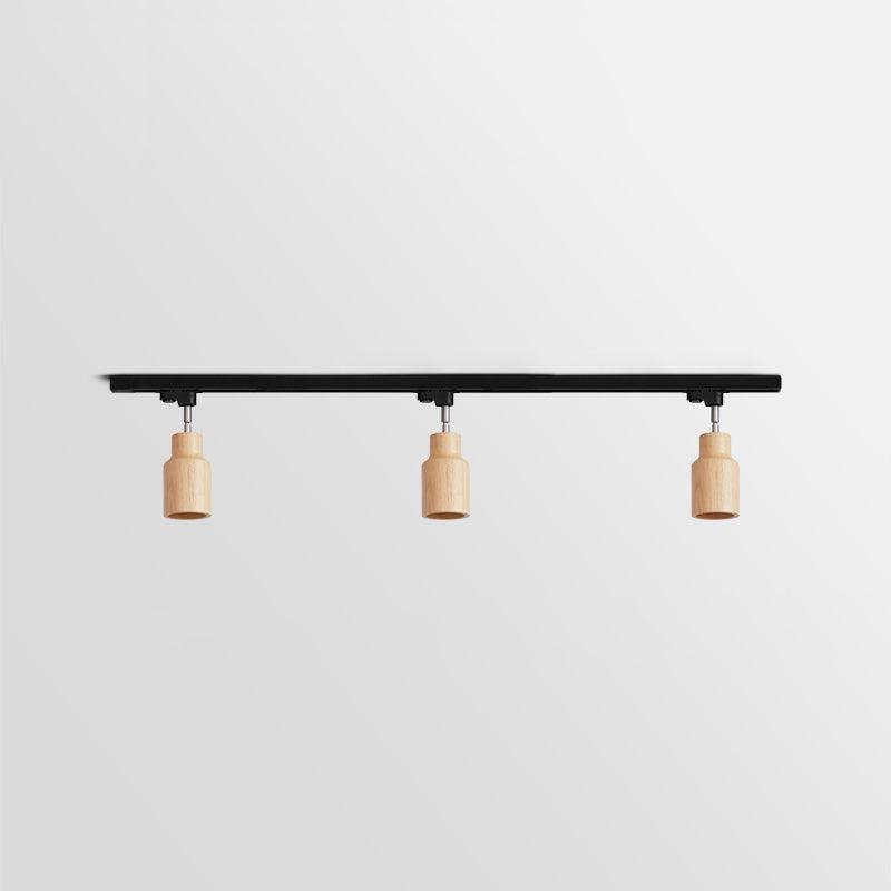 Solara Ceiling Lamp Wood Track Adjustable Heads-Neutral Decor