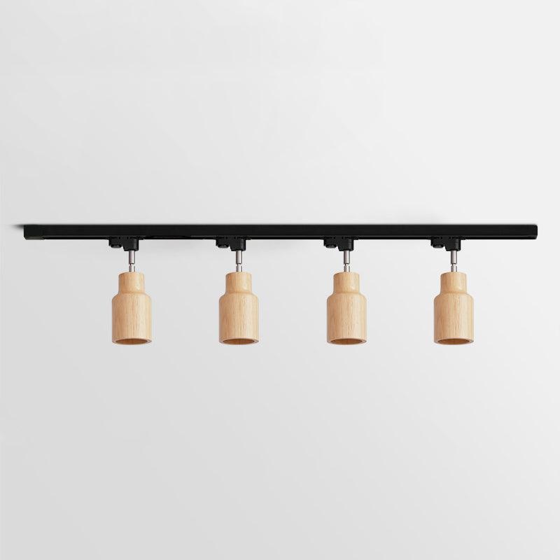 Solara Ceiling Lamp Wood Track Adjustable Heads-Neutral Decor