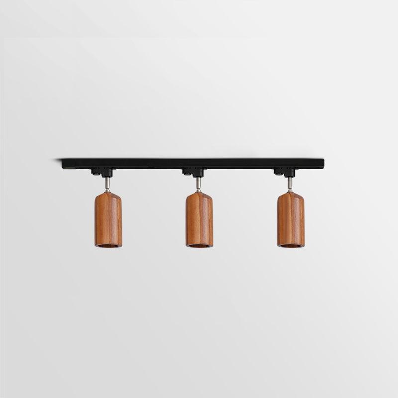 Solara Ceiling Lamp Wood Track Adjustable Heads-Neutral Decor