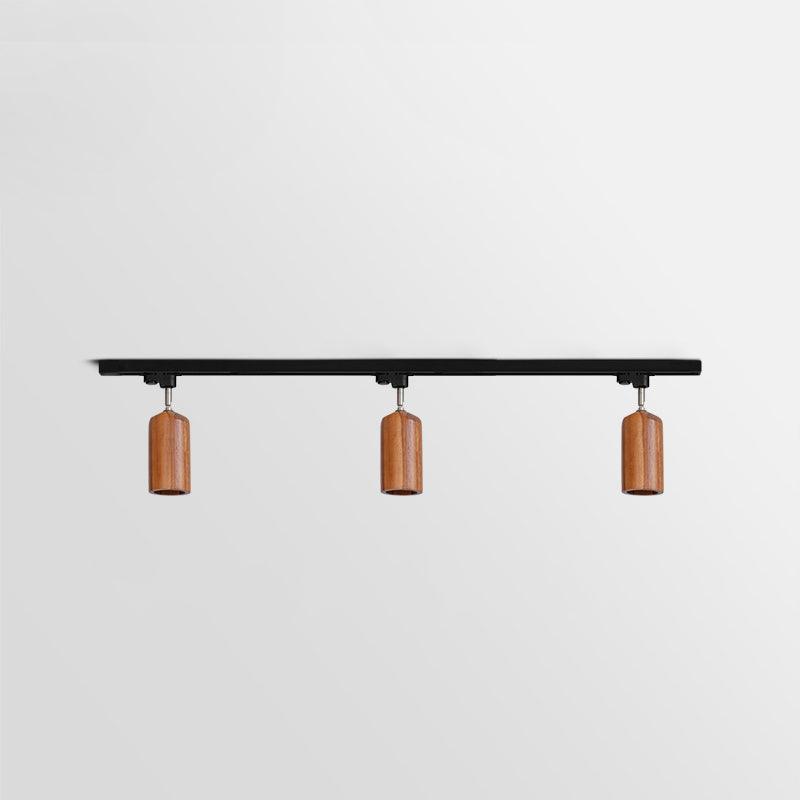 Solara Ceiling Lamp Wood Track Adjustable Heads-Neutral Decor