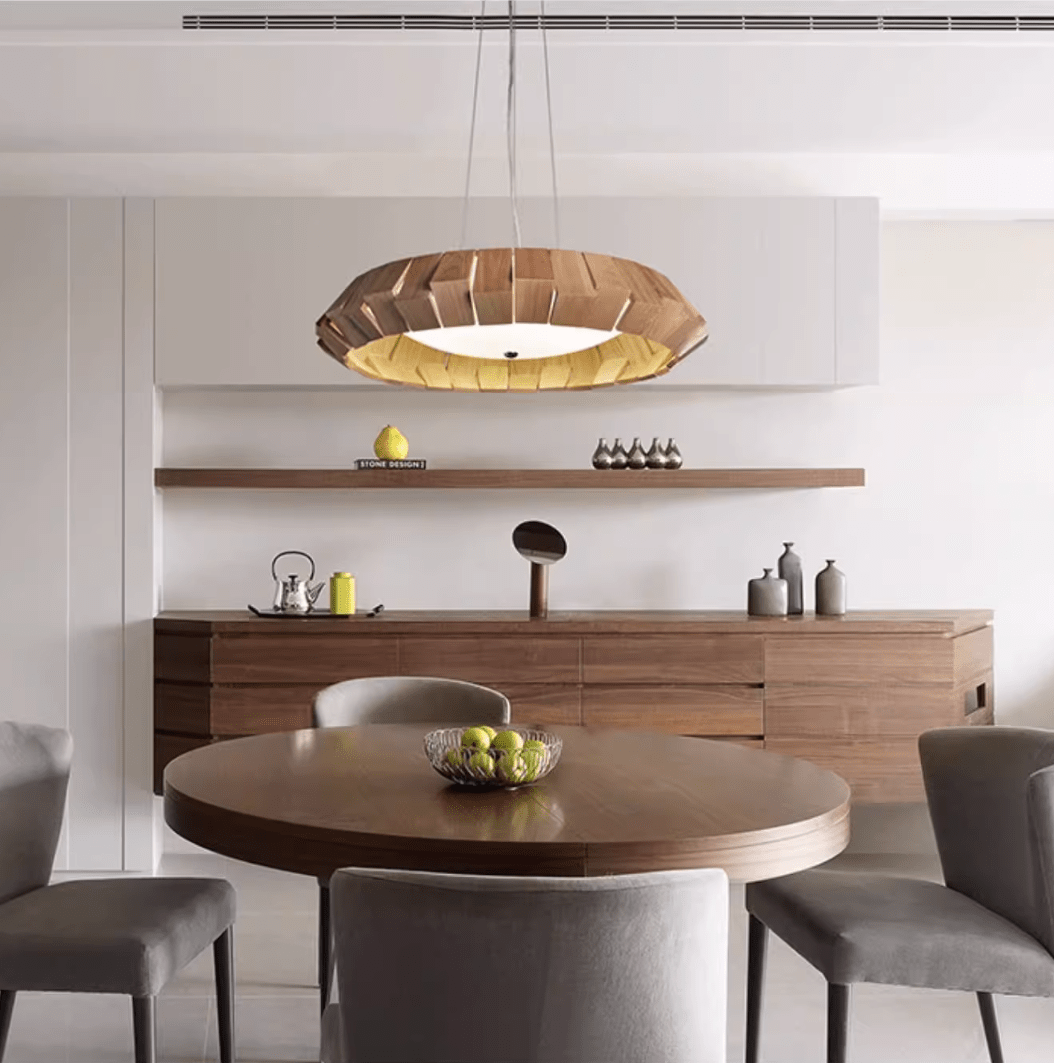 Wooden Patchwork Ring Chandelier-Neutral Decor