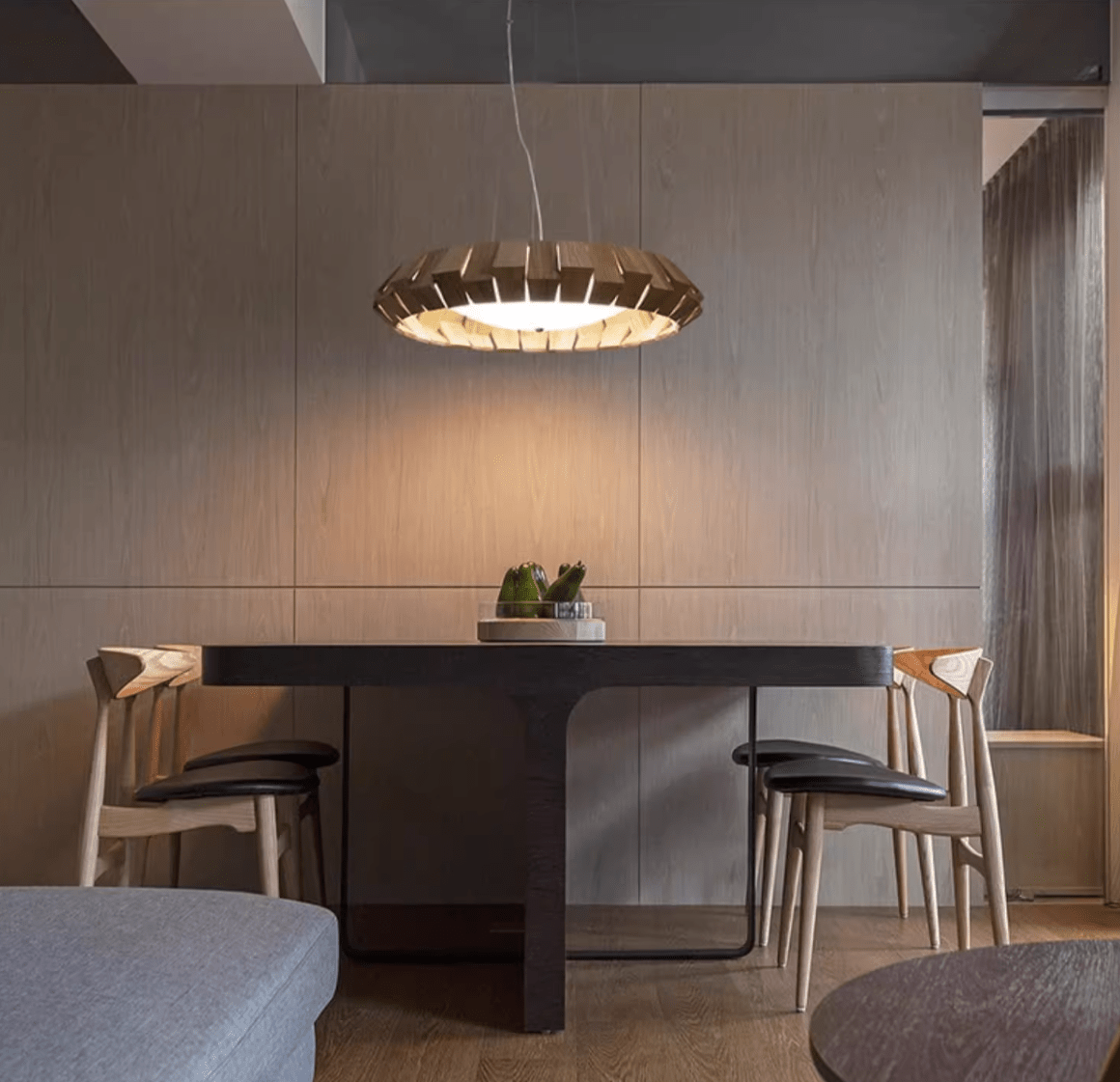 Wooden Patchwork Ring Chandelier-Neutral Decor