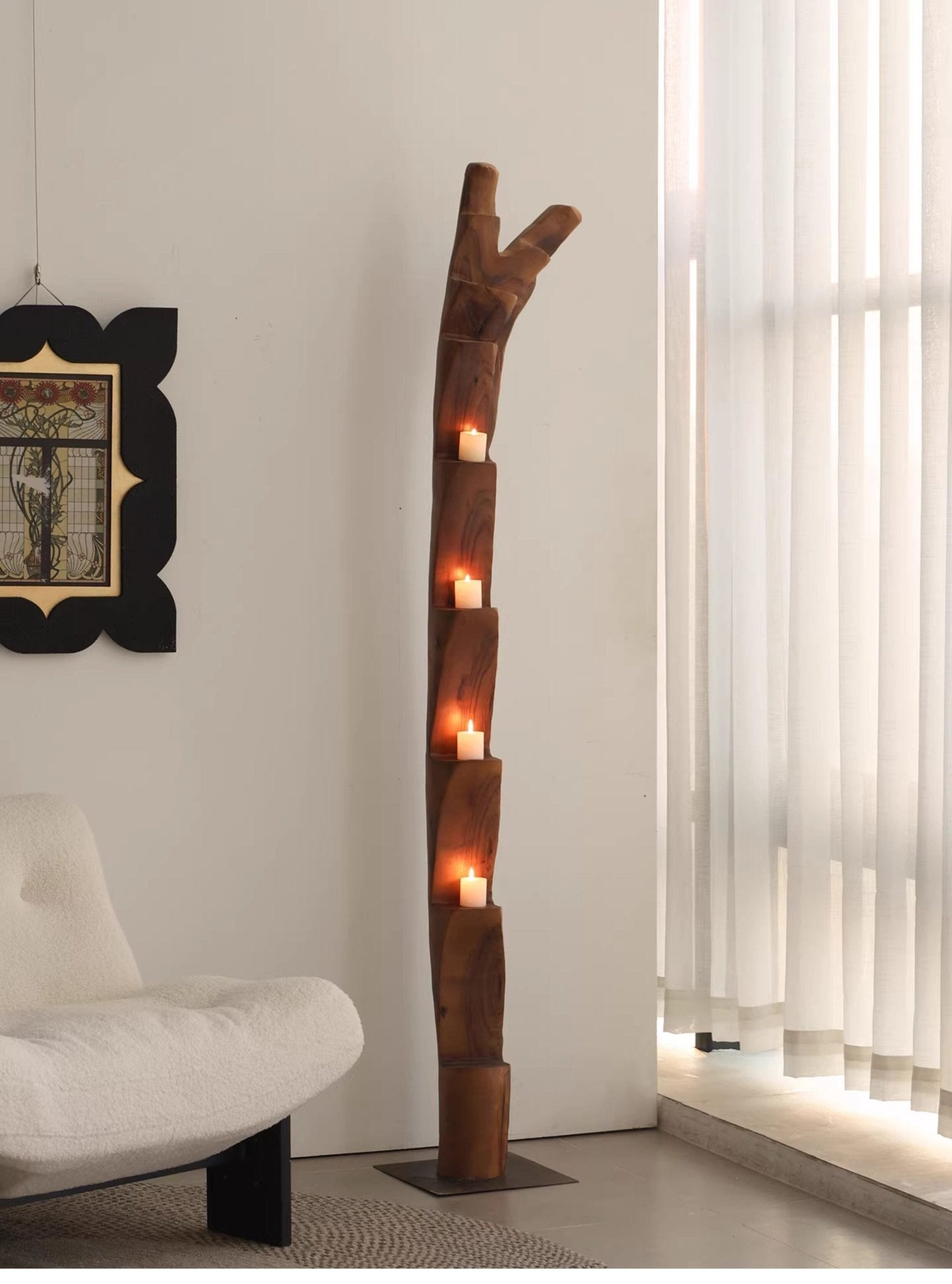 Wooden Branch Candle Tower-Neutral Decor