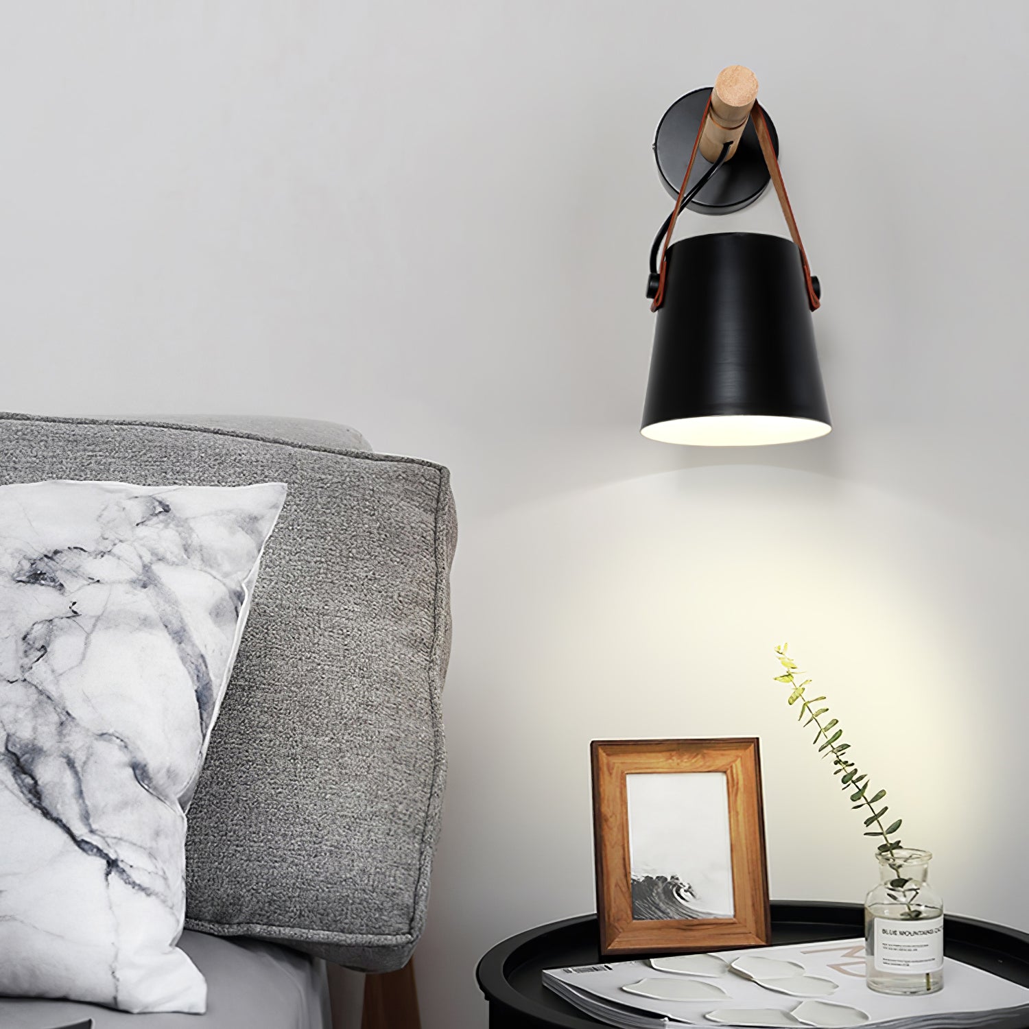 Virixon Wood Leather Wall Lamp-Neutral Decor