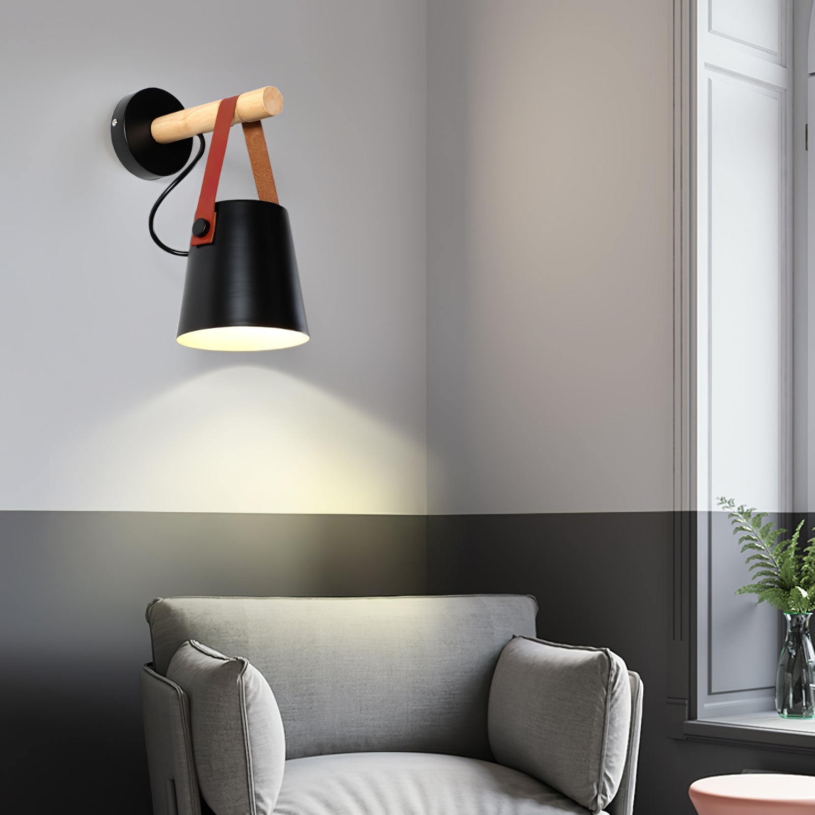 Virixon Wood Leather Wall Lamp-Neutral Decor