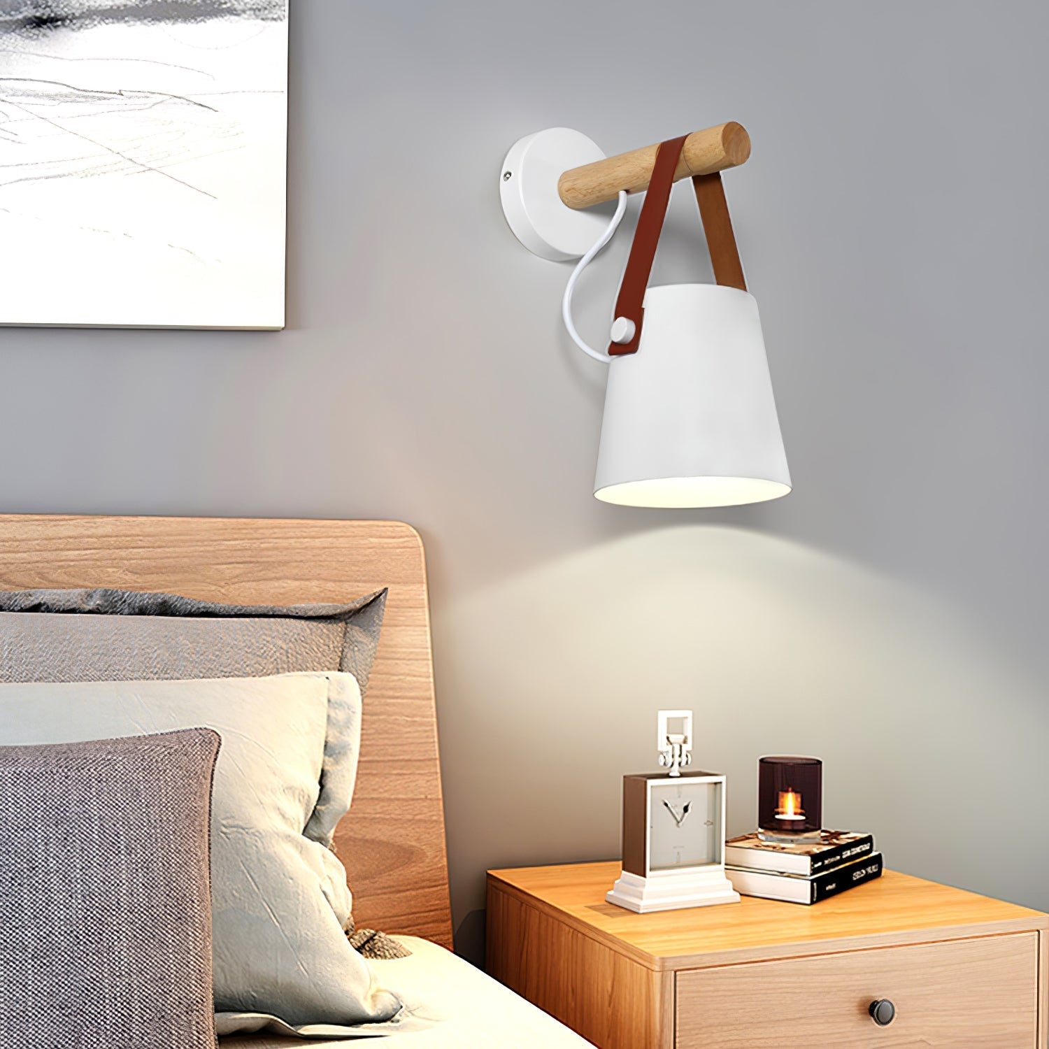 Virixon Wood Leather Wall Lamp-Neutral Decor