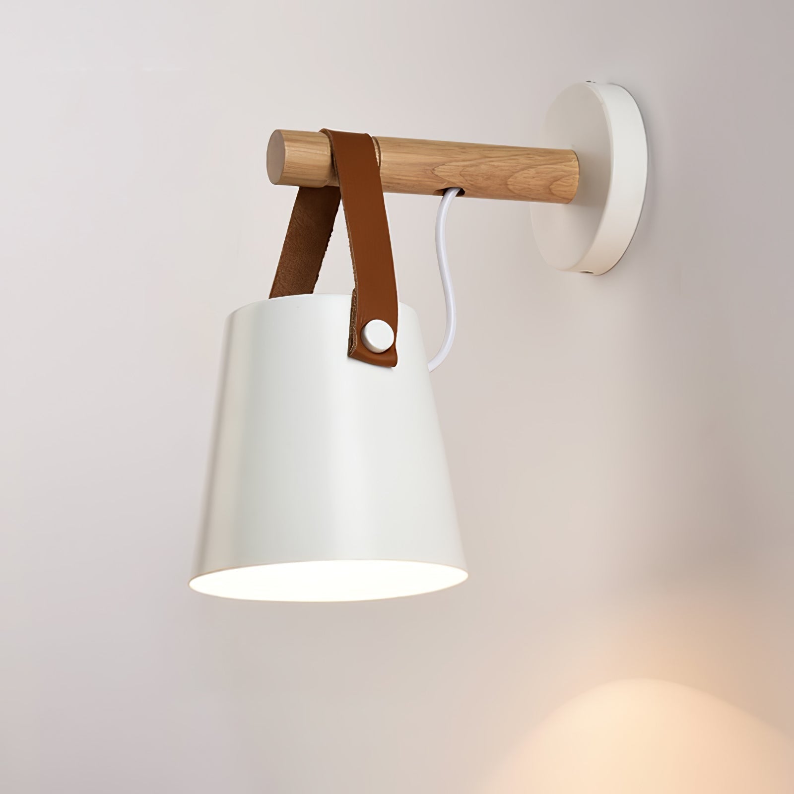Virixon Wood Leather Wall Lamp-Neutral Decor
