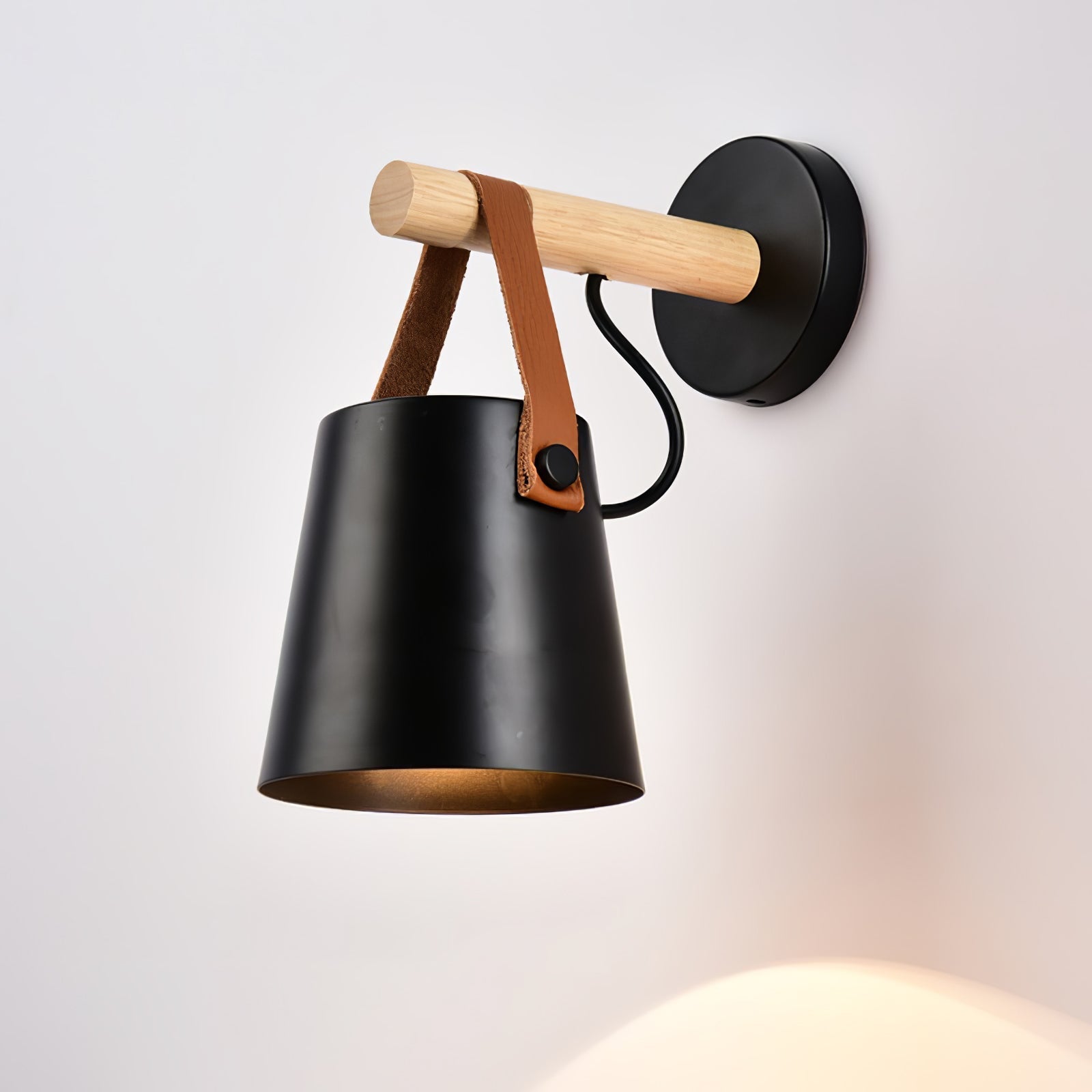 Virixon Wood Leather Wall Lamp-Neutral Decor