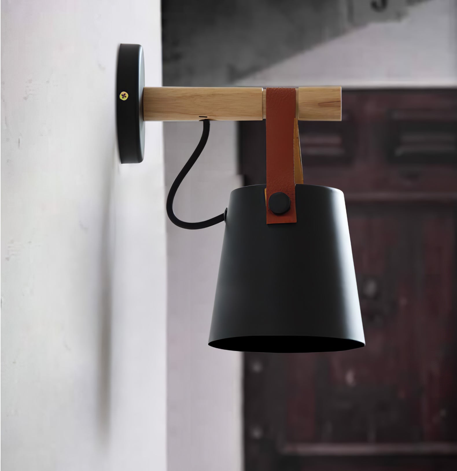 Virixon Wood Leather Wall Lamp-Neutral Decor