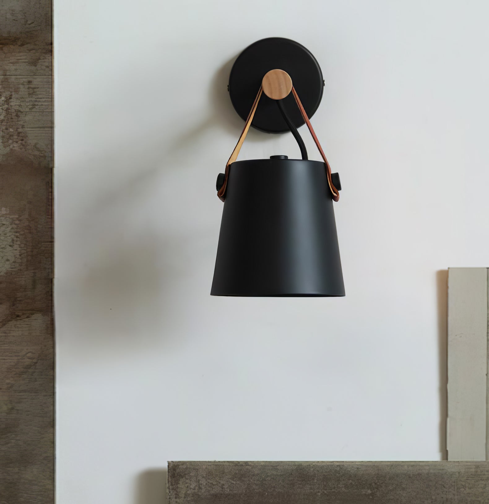 Virixon Wood Leather Wall Lamp-Neutral Decor