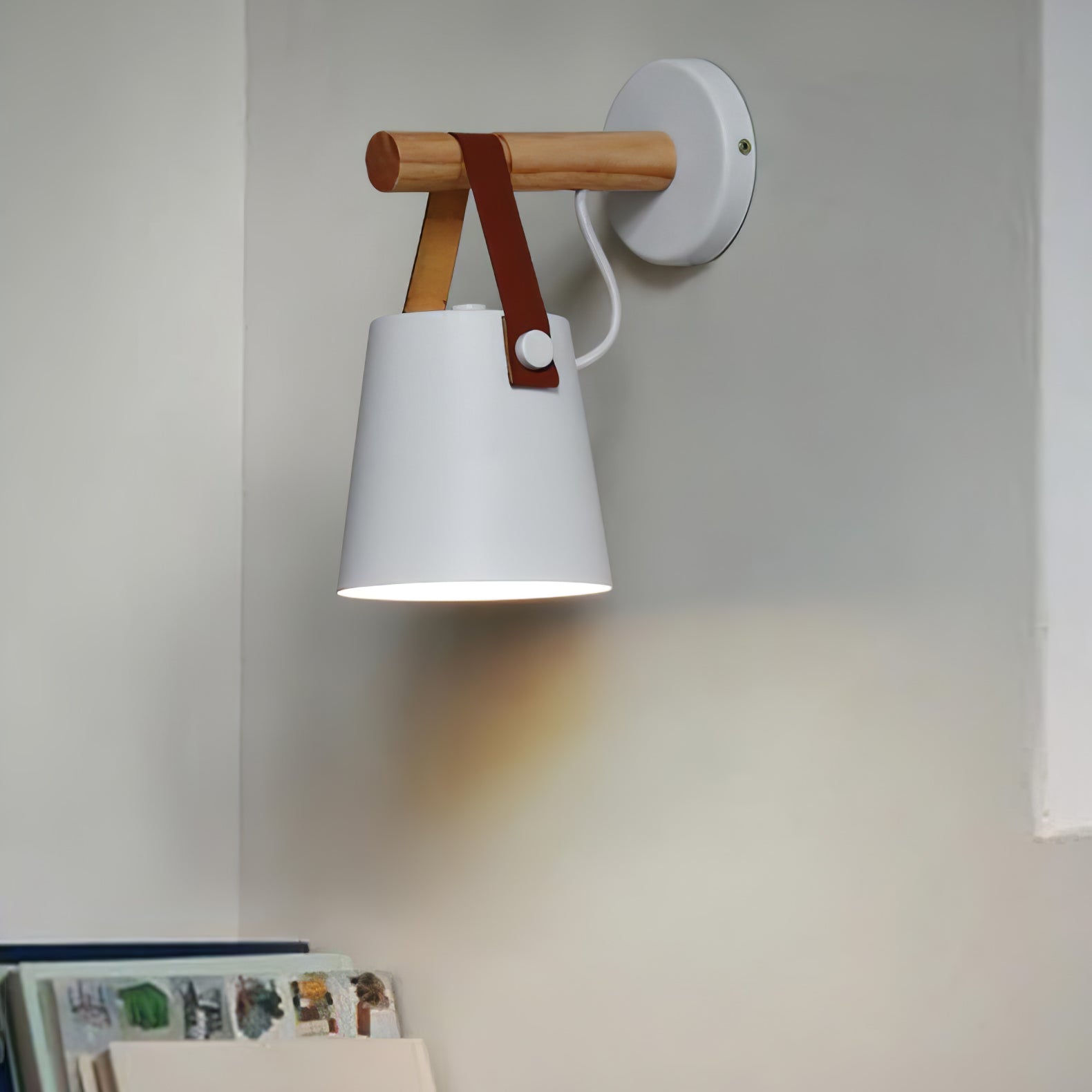 Virixon Wood Leather Wall Lamp-Neutral Decor