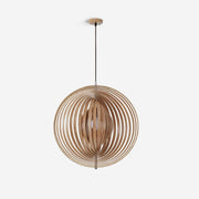 Pendant Lamp Wood Rings Sphere Organic Minimalist Ambient