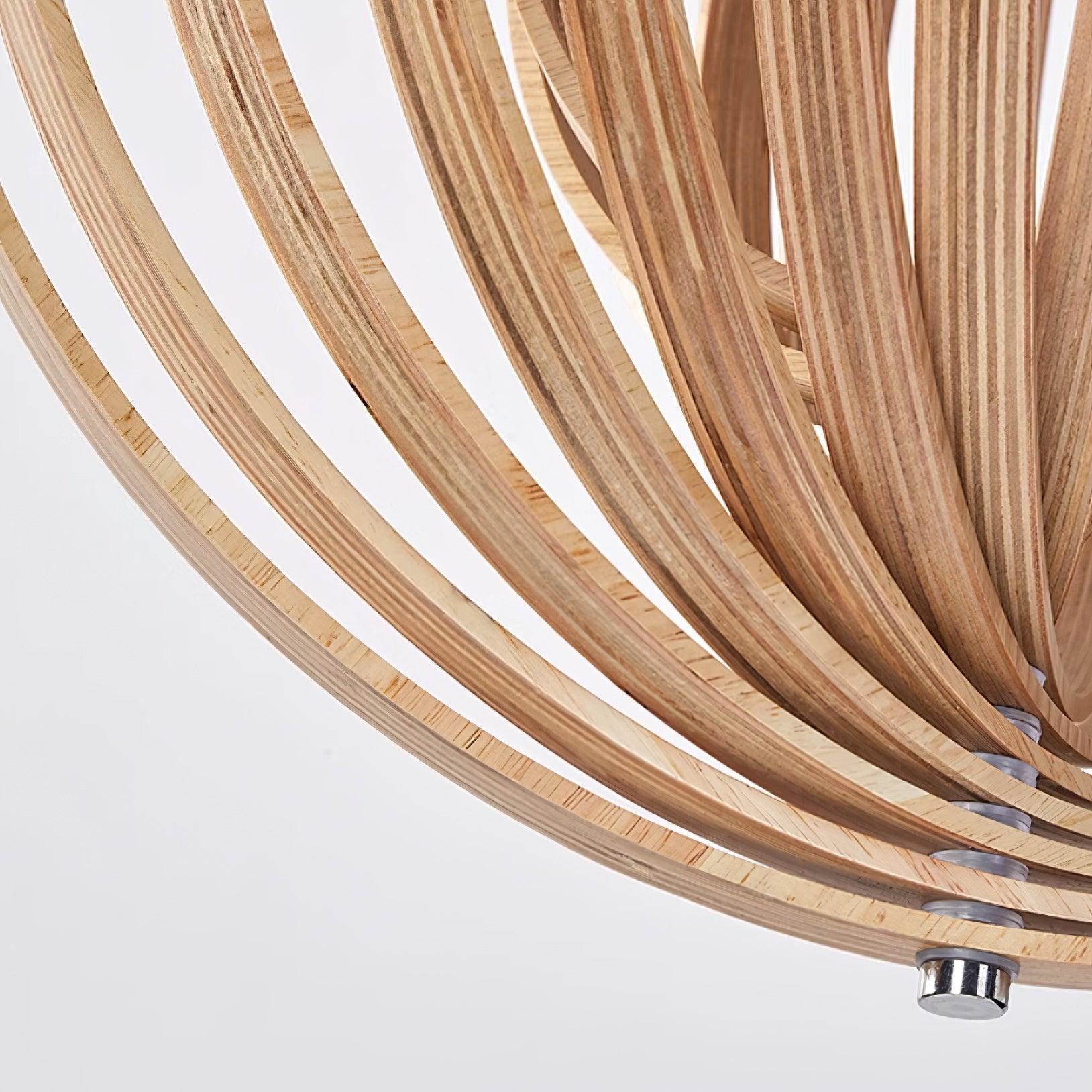 Pendant Lamp Wood Rings Sphere Organic Minimalist Ambient
