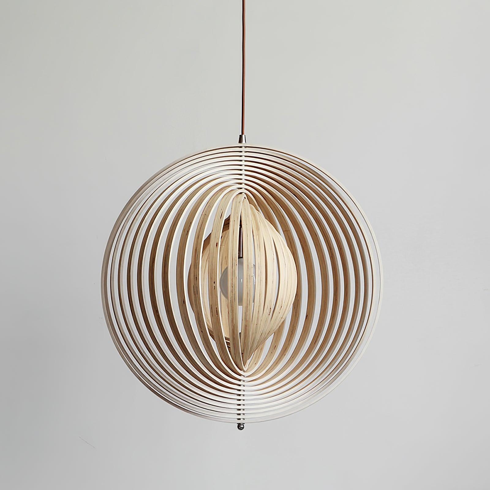 Pendant Lamp Wood Rings Sphere Organic Minimalist Ambient