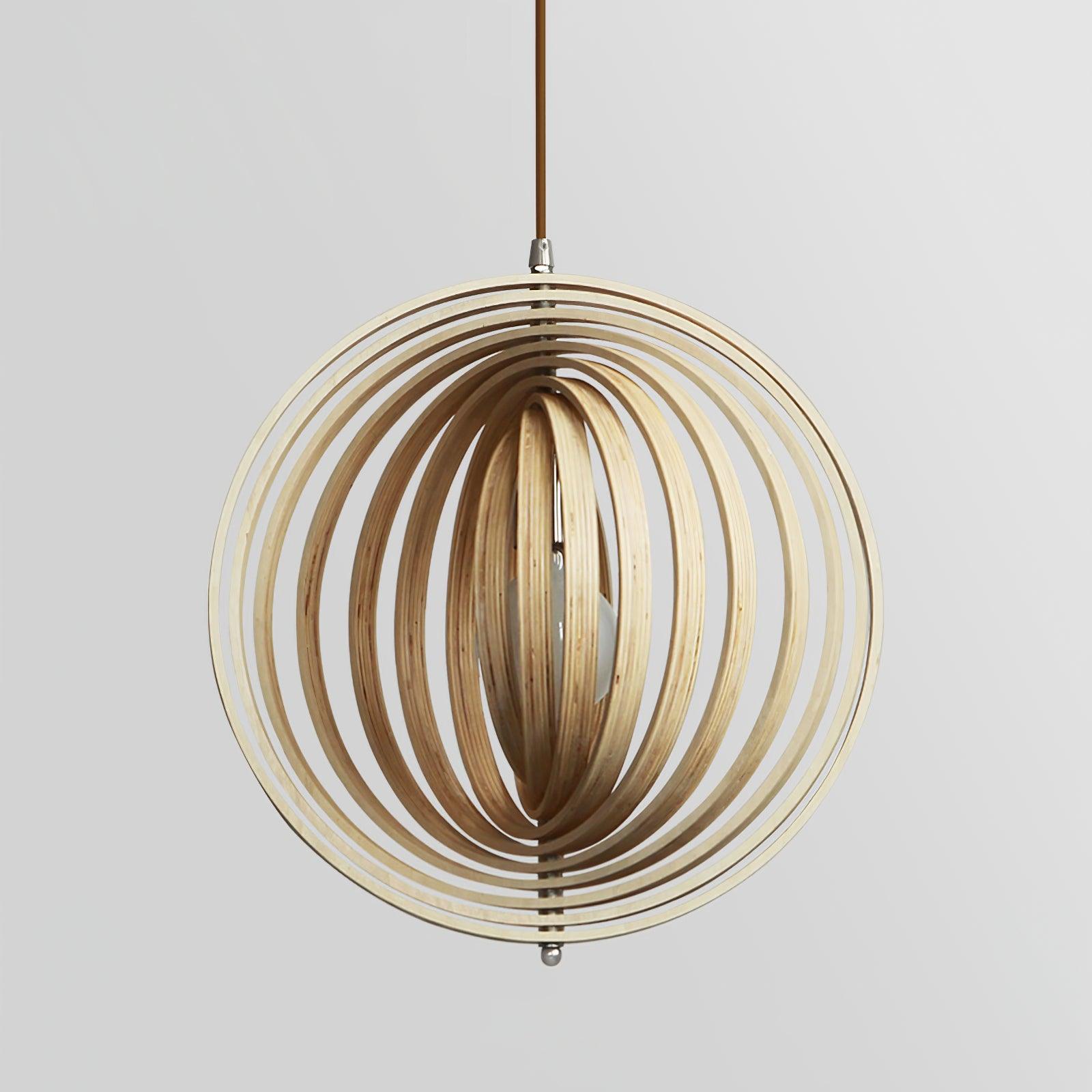 Pendant Lamp Wood Rings Sphere Organic Minimalist Ambient