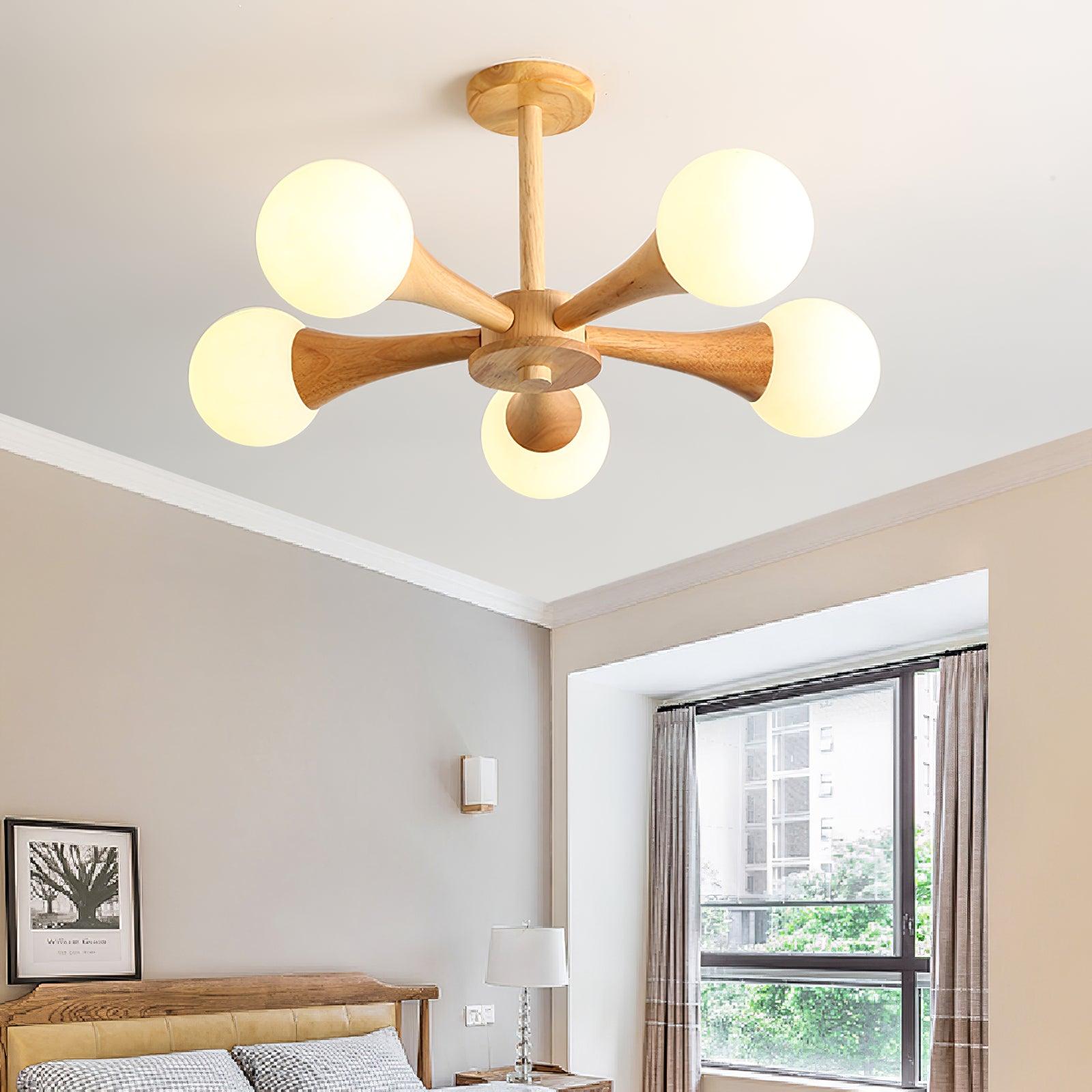 Drae Chandelier Wooden Globe Retro-Neutral Decor