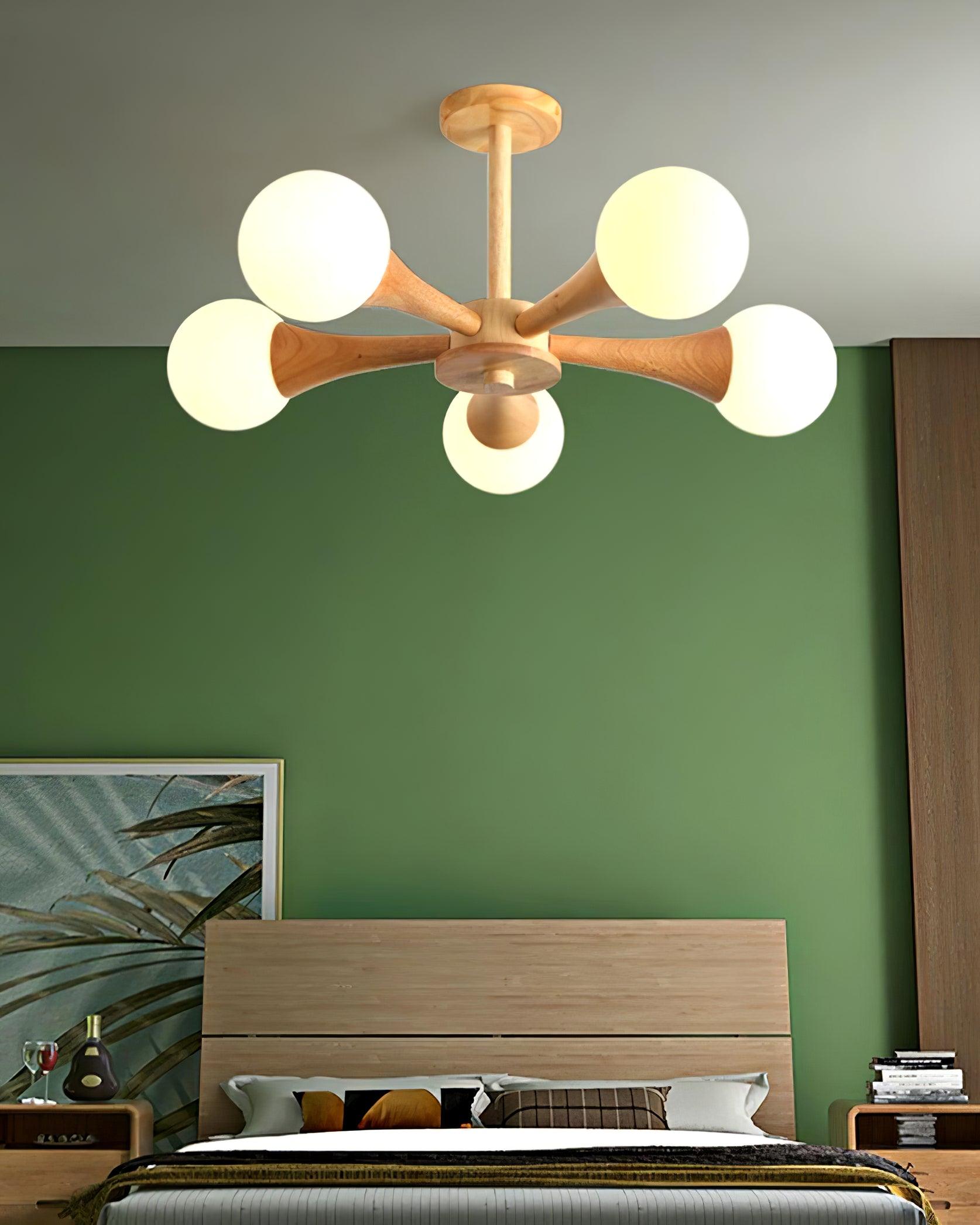 Drae Chandelier Wooden Globe Retro-Neutral Decor