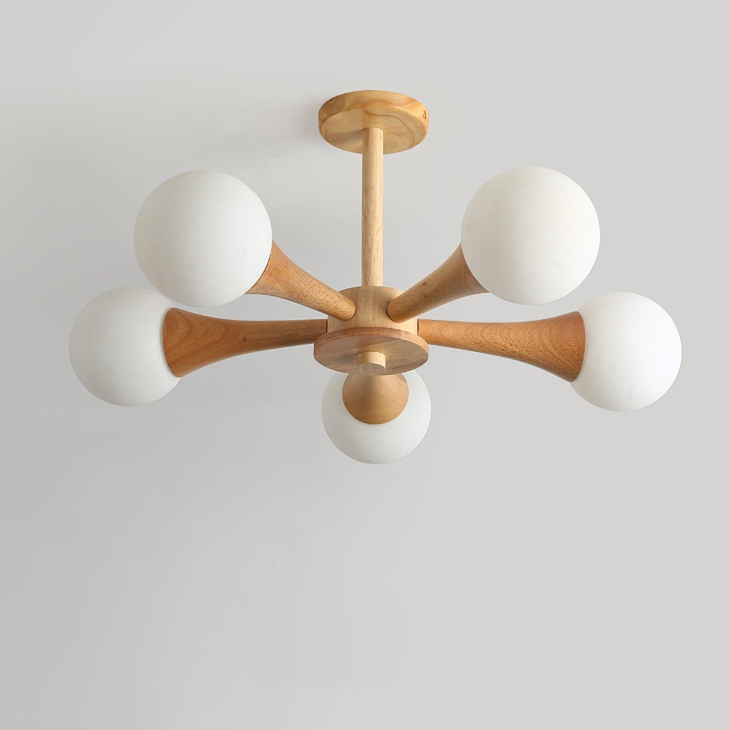 Drae Chandelier Wooden Globe Retro-Neutral Decor