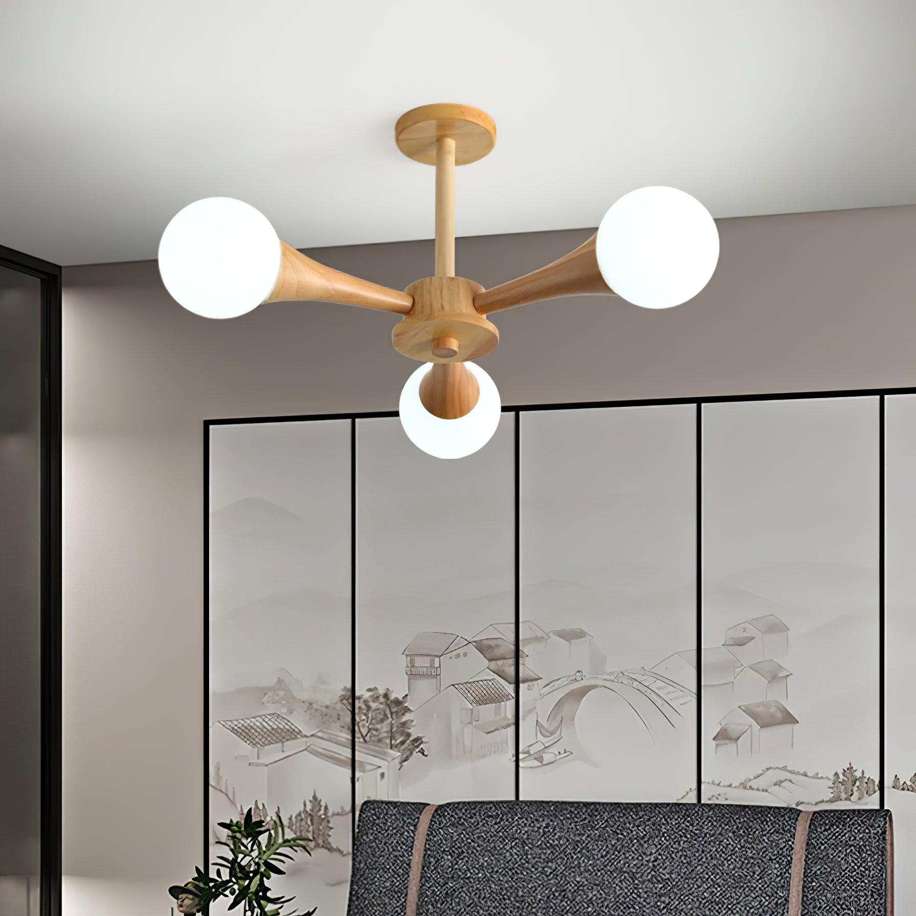Drae Chandelier Wooden Globe Retro-Neutral Decor
