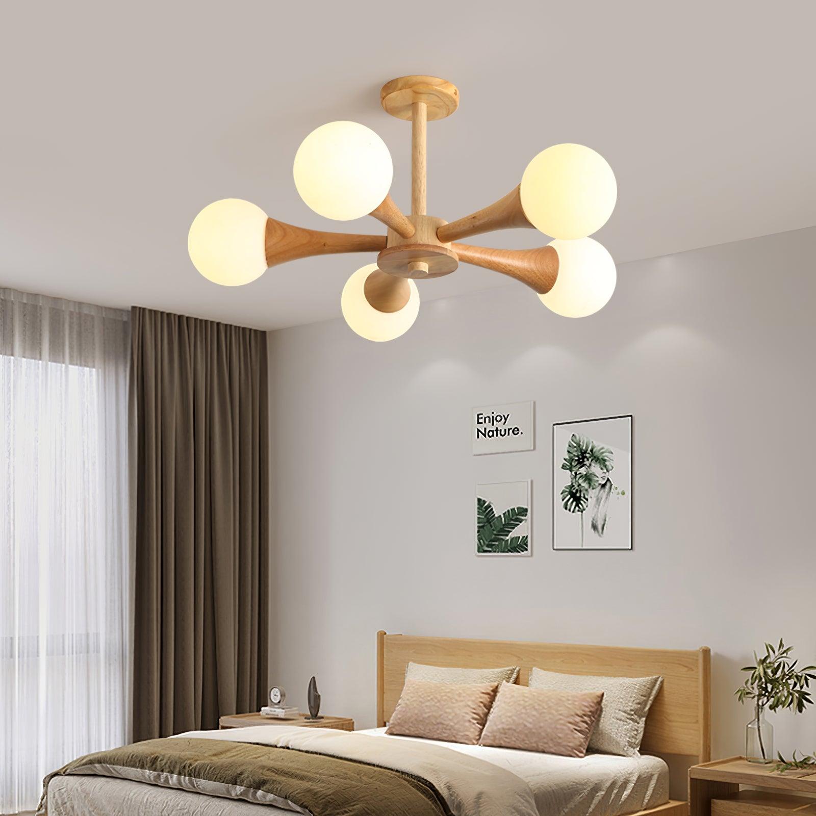 Drae Chandelier Wooden Globe Retro-Neutral Decor