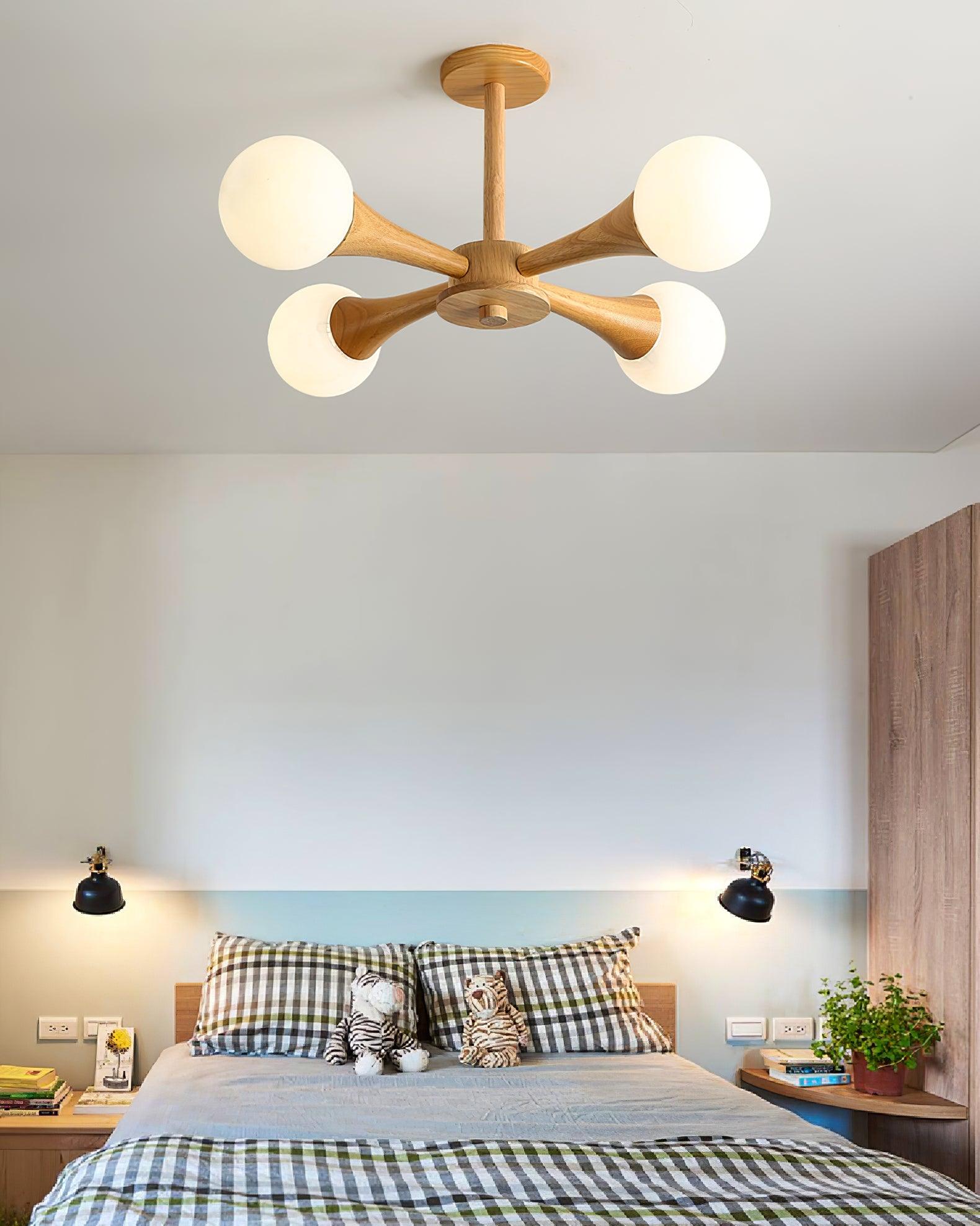 Drae Chandelier Wooden Globe Retro-Neutral Decor