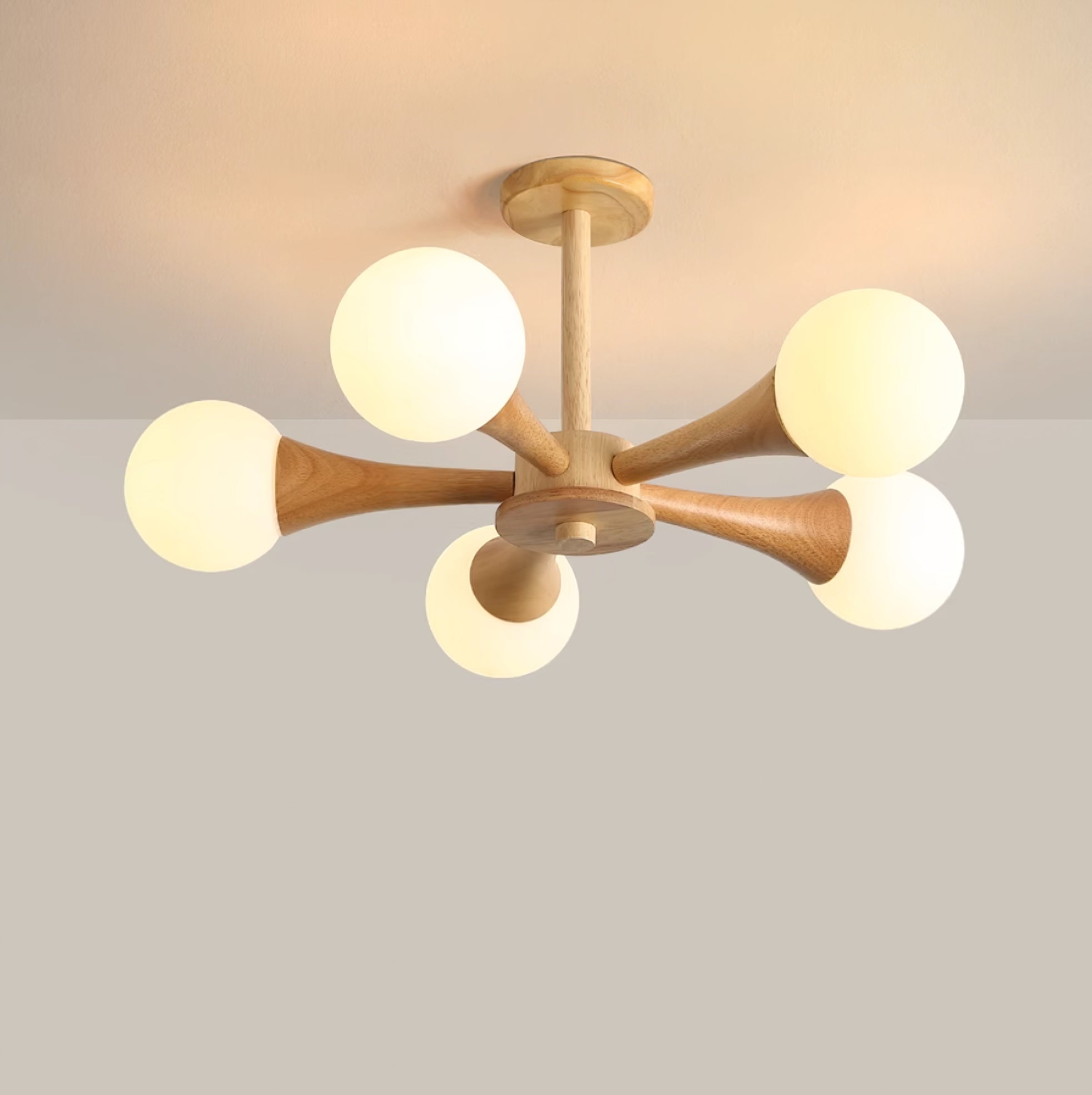 Drae Chandelier Wooden Globe Retro-Neutral Decor