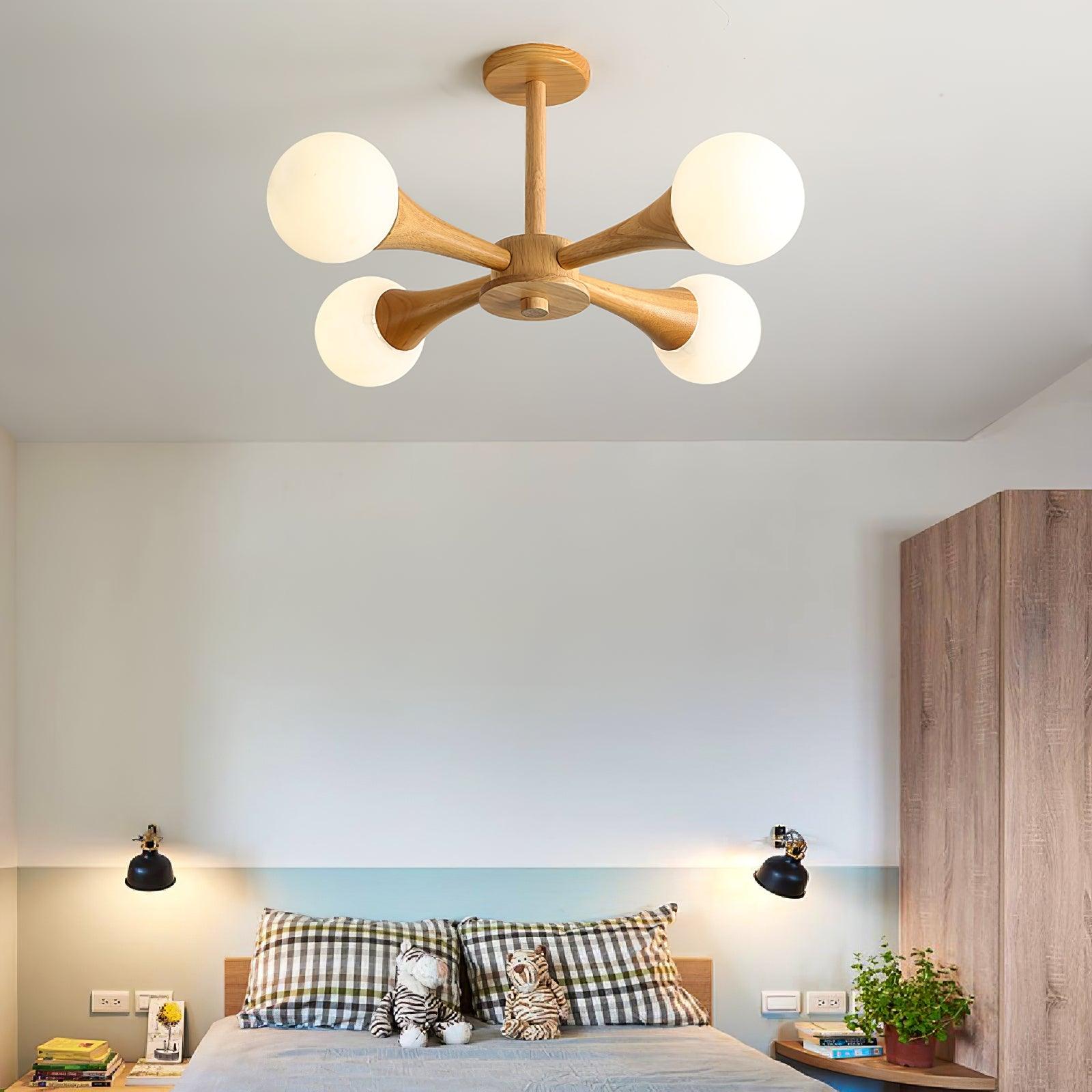 Drae Chandelier Wooden Globe Retro-Neutral Decor