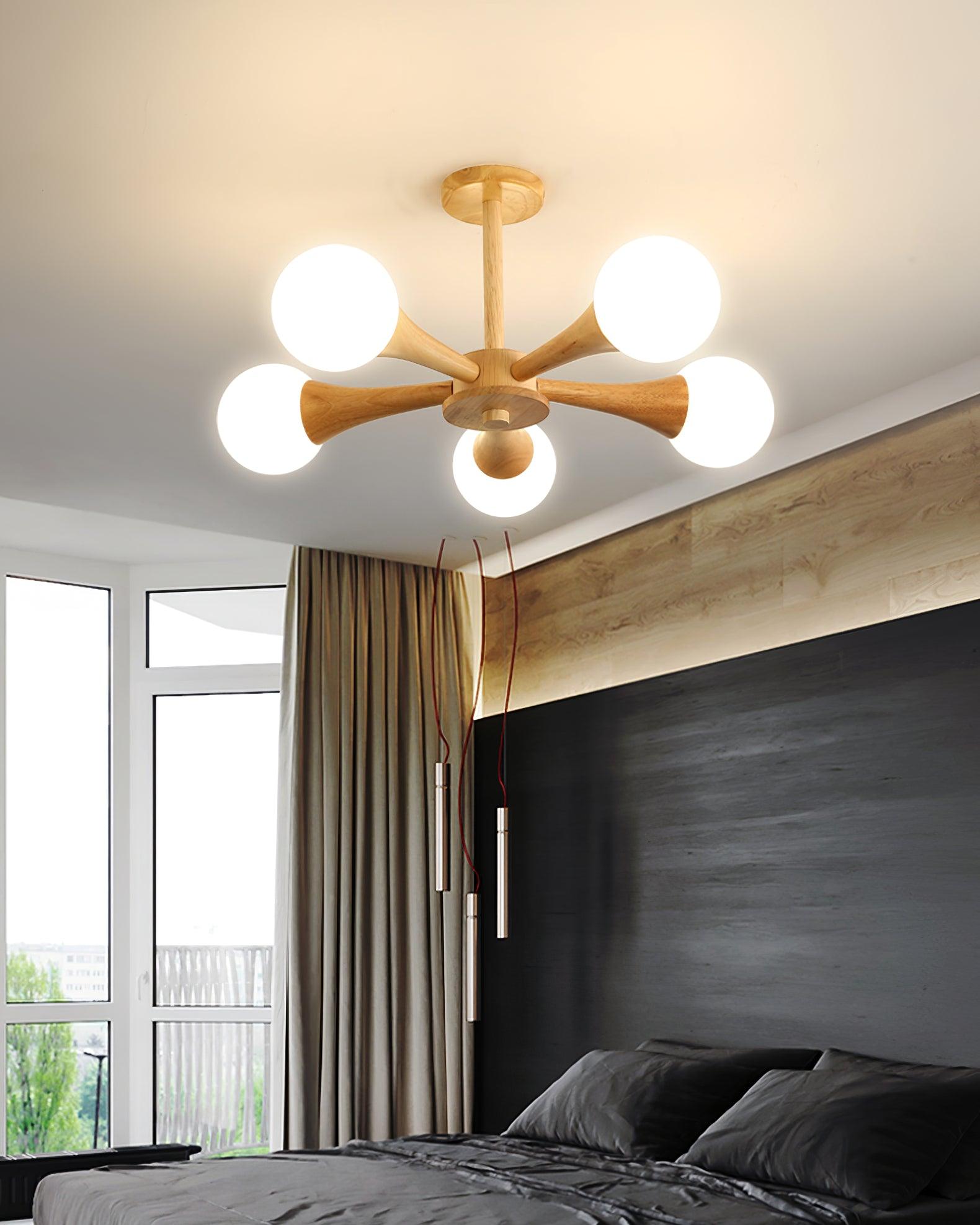 Drae Chandelier Wooden Globe Retro-Neutral Decor