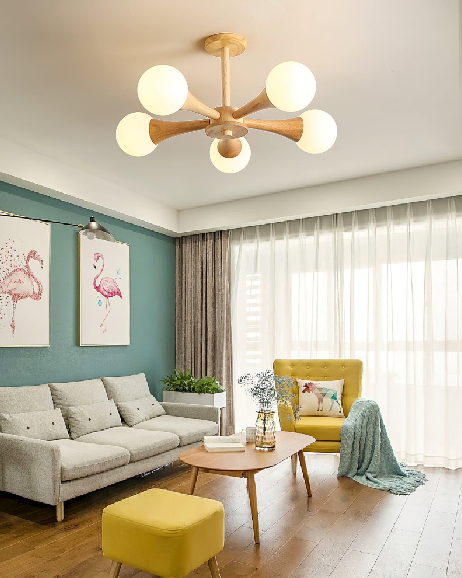 Drae Chandelier Wooden Globe Retro-Neutral Decor