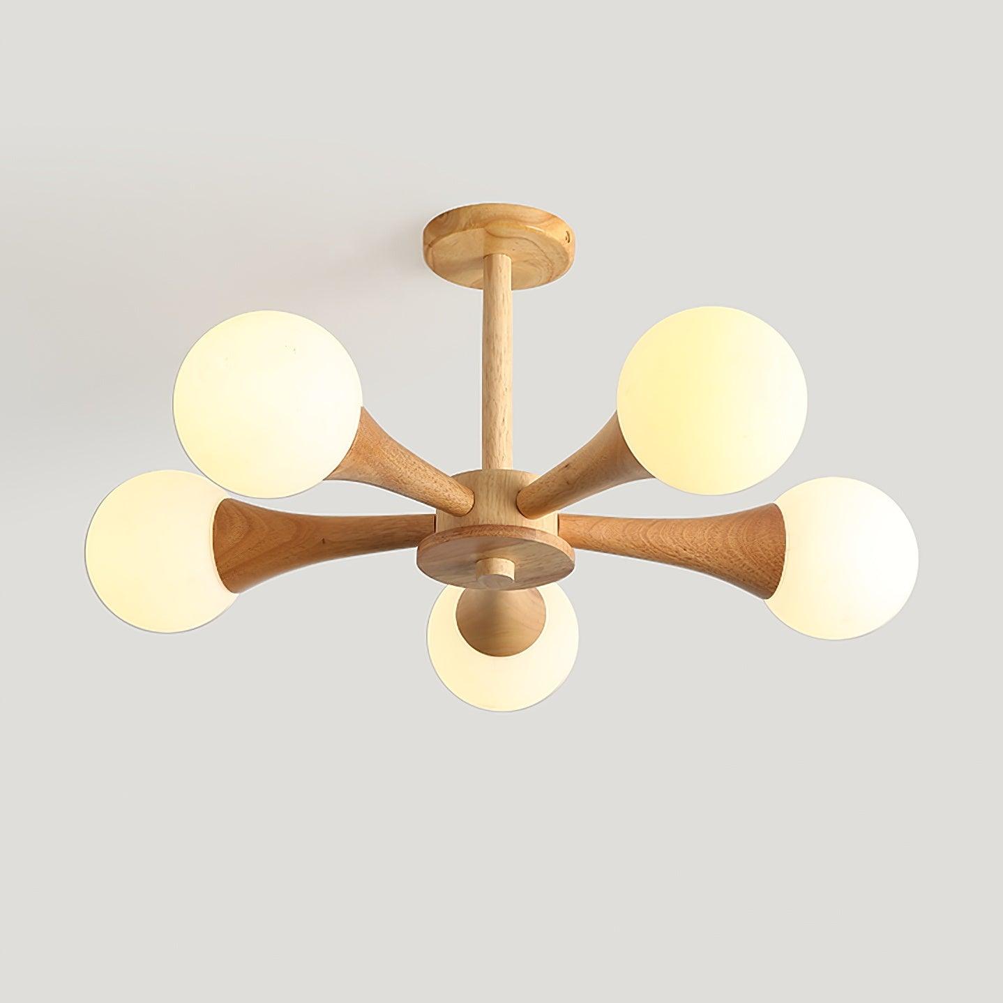 Drae Chandelier Wooden Globe Retro-Neutral Decor