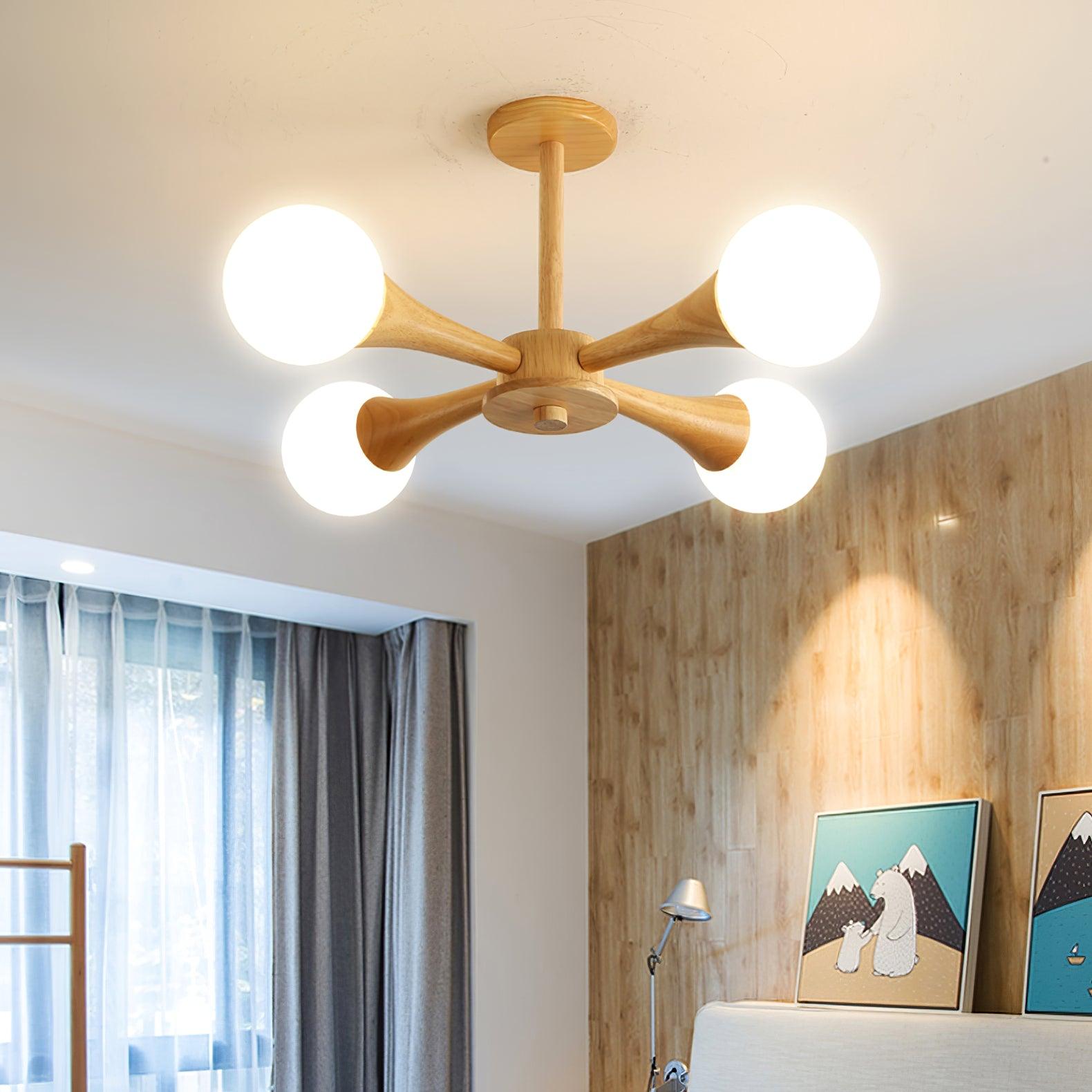 Drae Chandelier Wooden Globe Retro-Neutral Decor