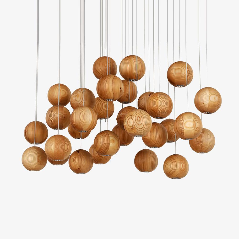 Vixor Nordic Orb Sphere Cluster Wooden Pendant Light-Neutral Decor