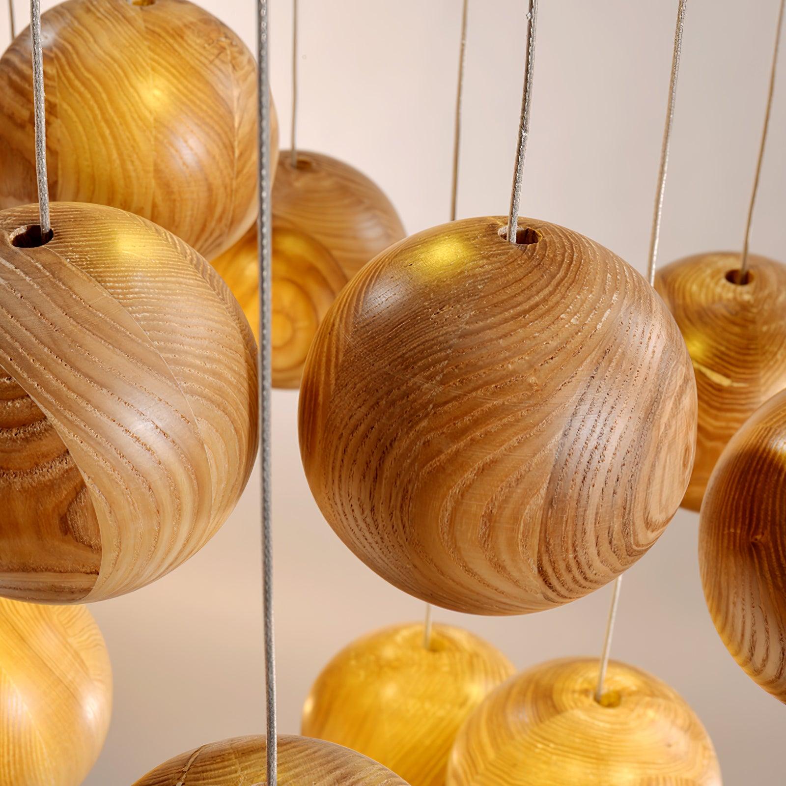 Vixor Nordic Orb Sphere Cluster Wooden Pendant Light-Neutral Decor